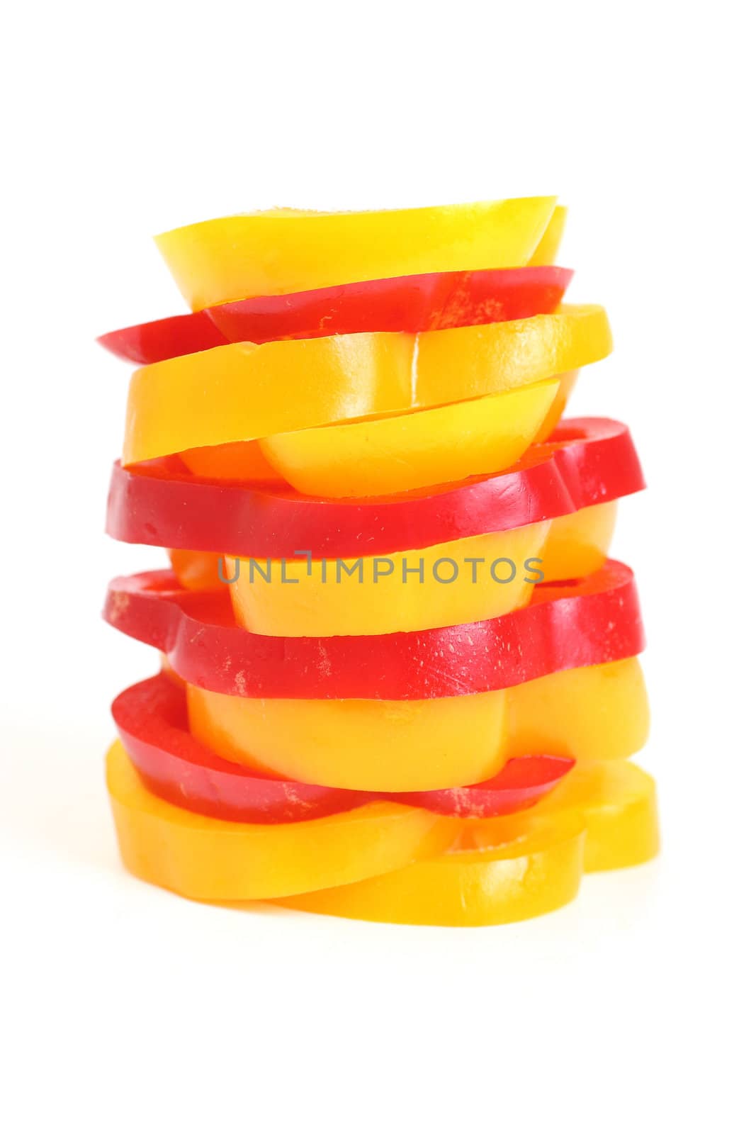 Pieces of red and yellow pepper