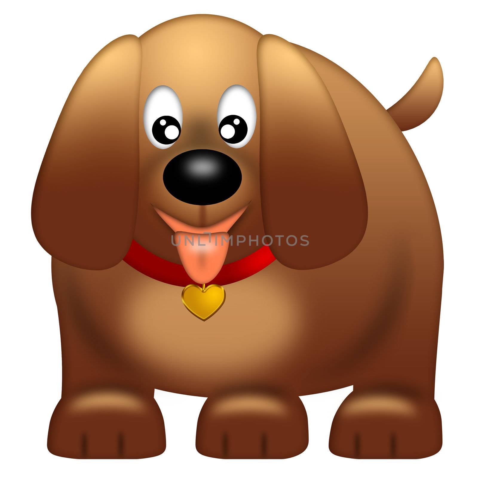 Cute Puppy Dog with Red Collar Isolated on White Background Illustration
