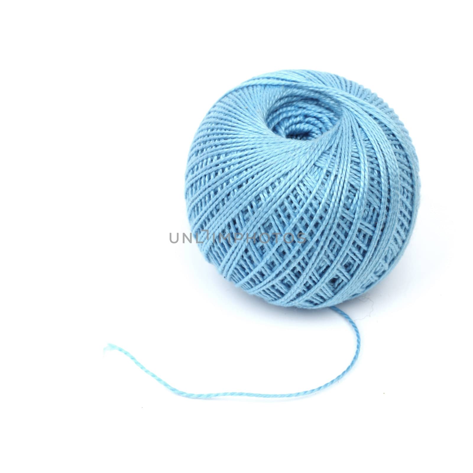 blue thread isolated on white background