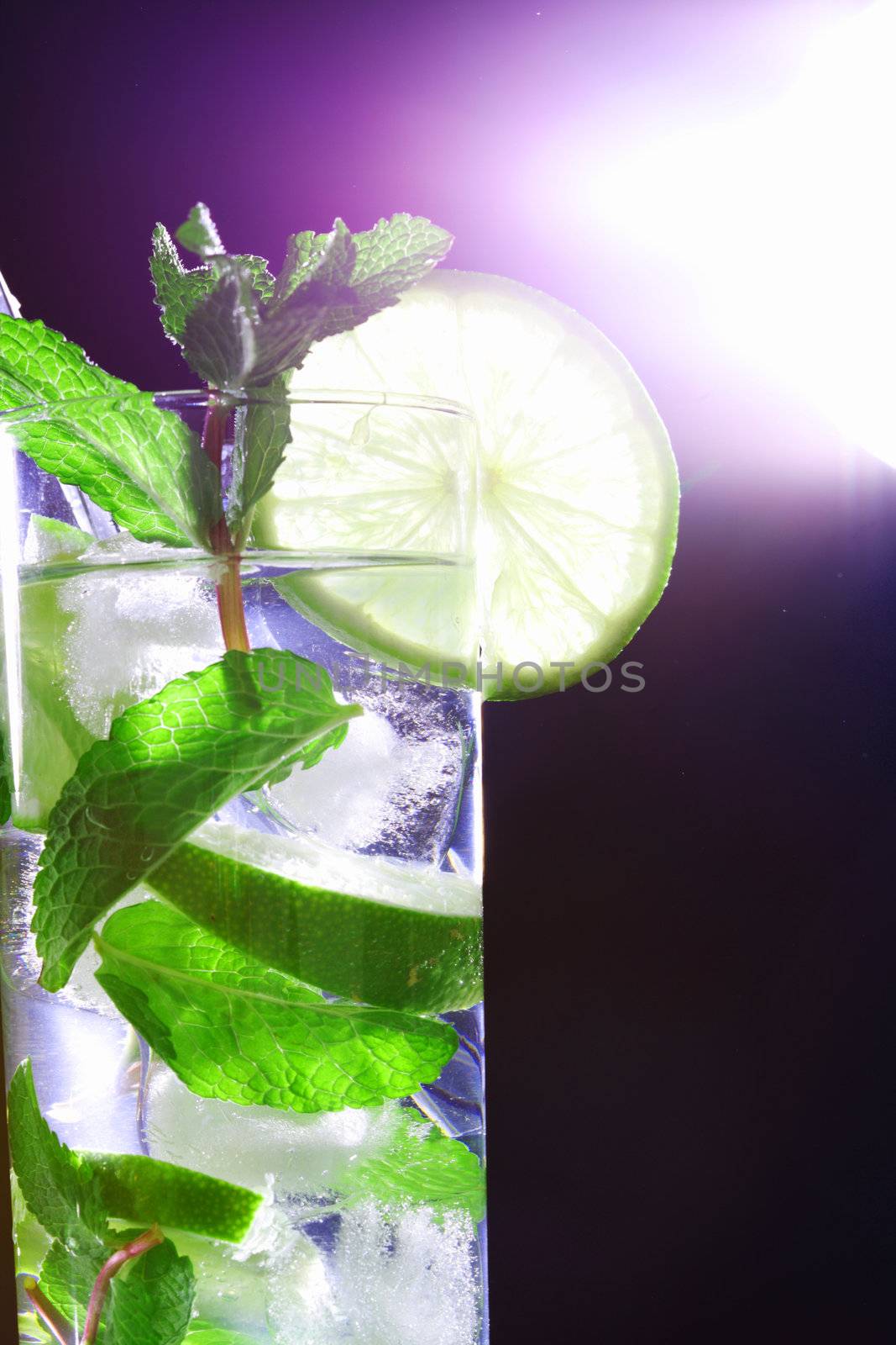 mojito isolated on black close up