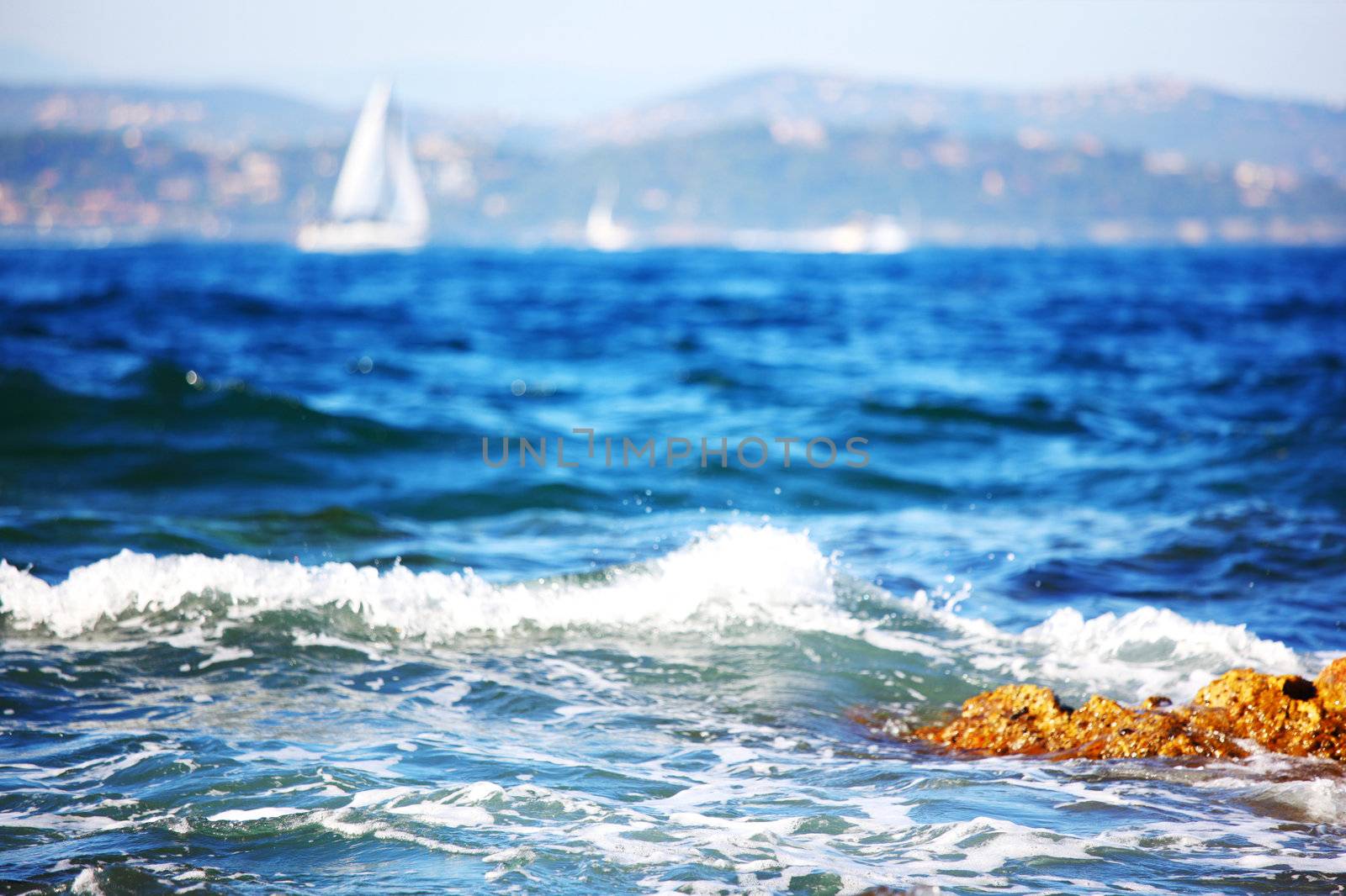 sea and sailing boats on it