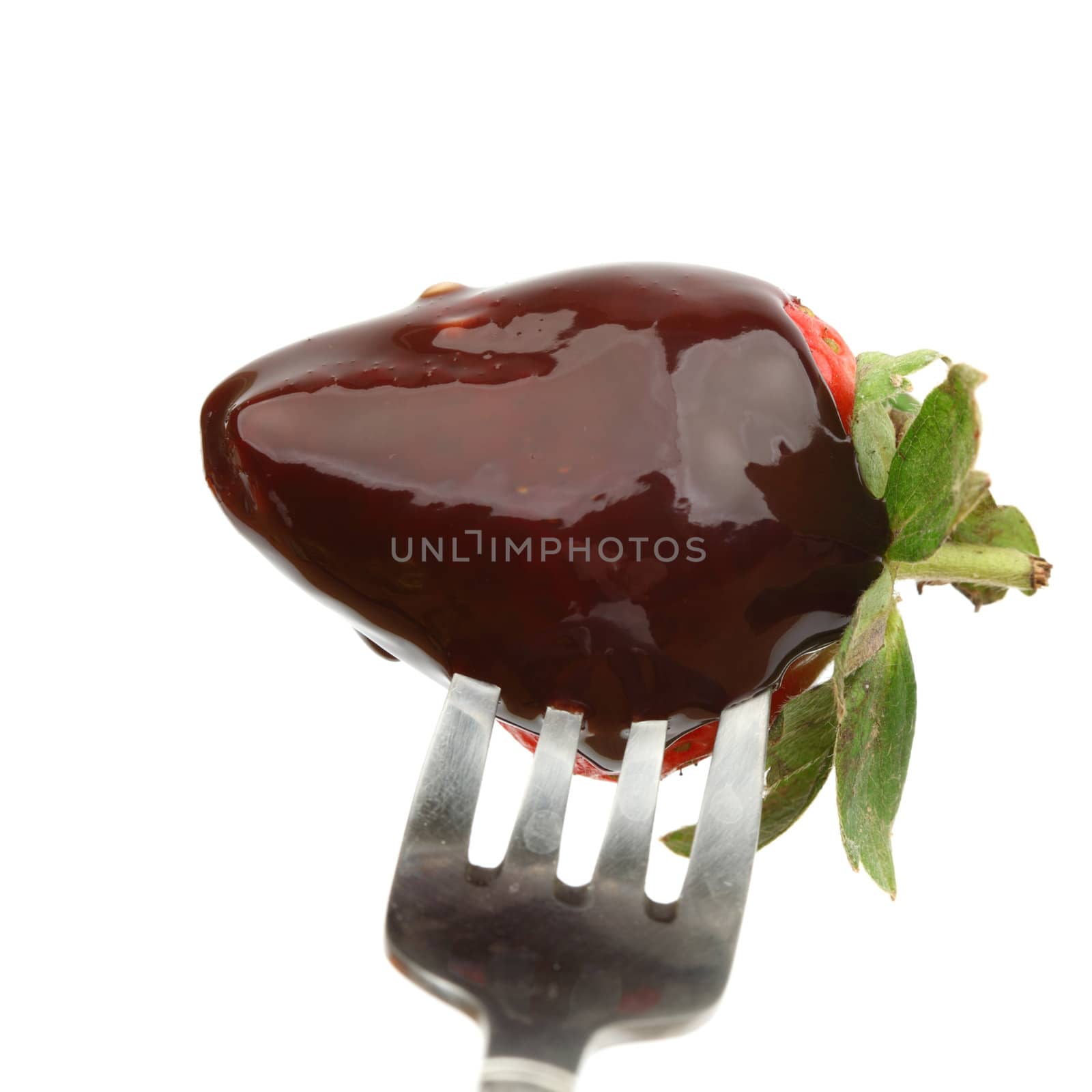 strawberry in chocolate  isolated on white