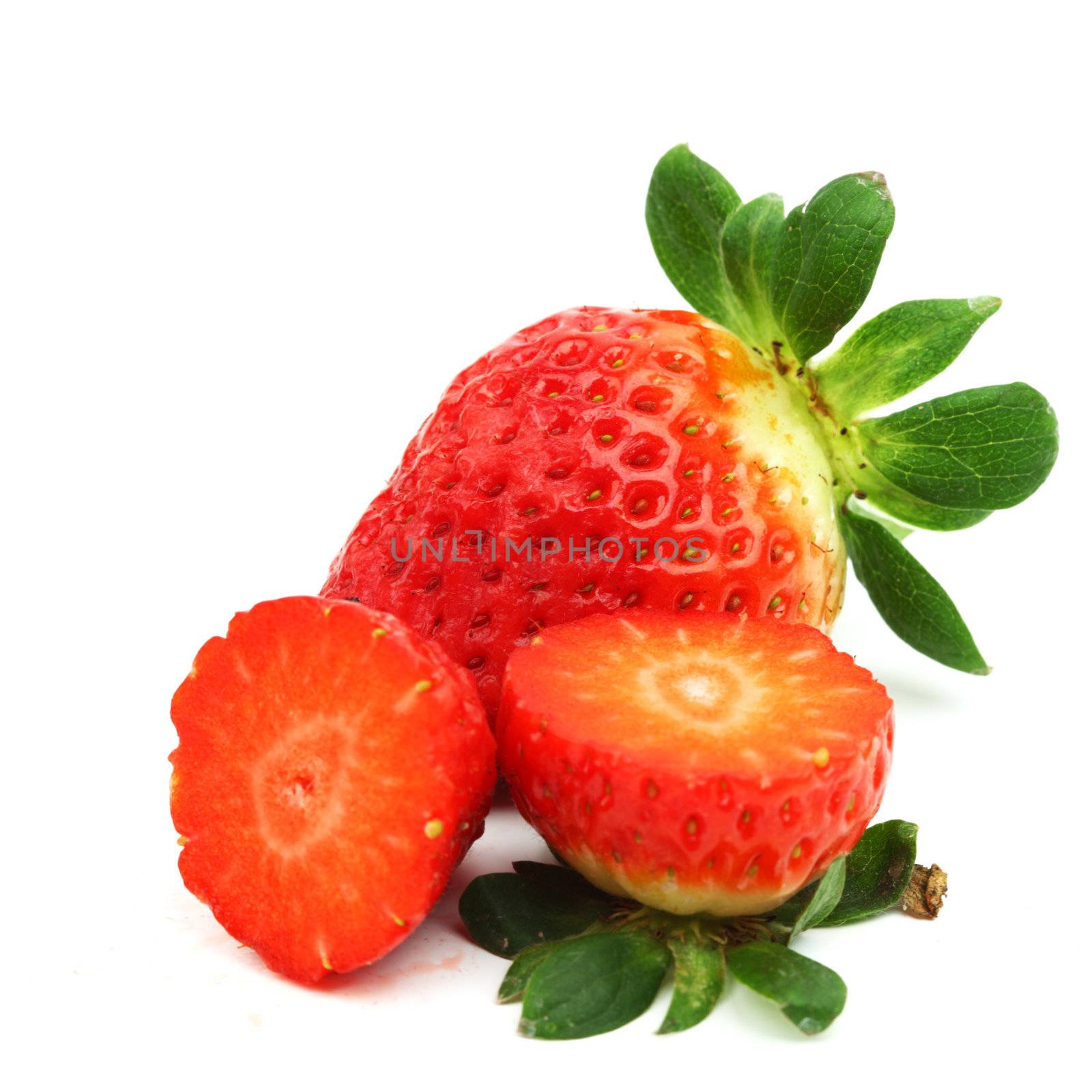 strawberry pile isolated on white background