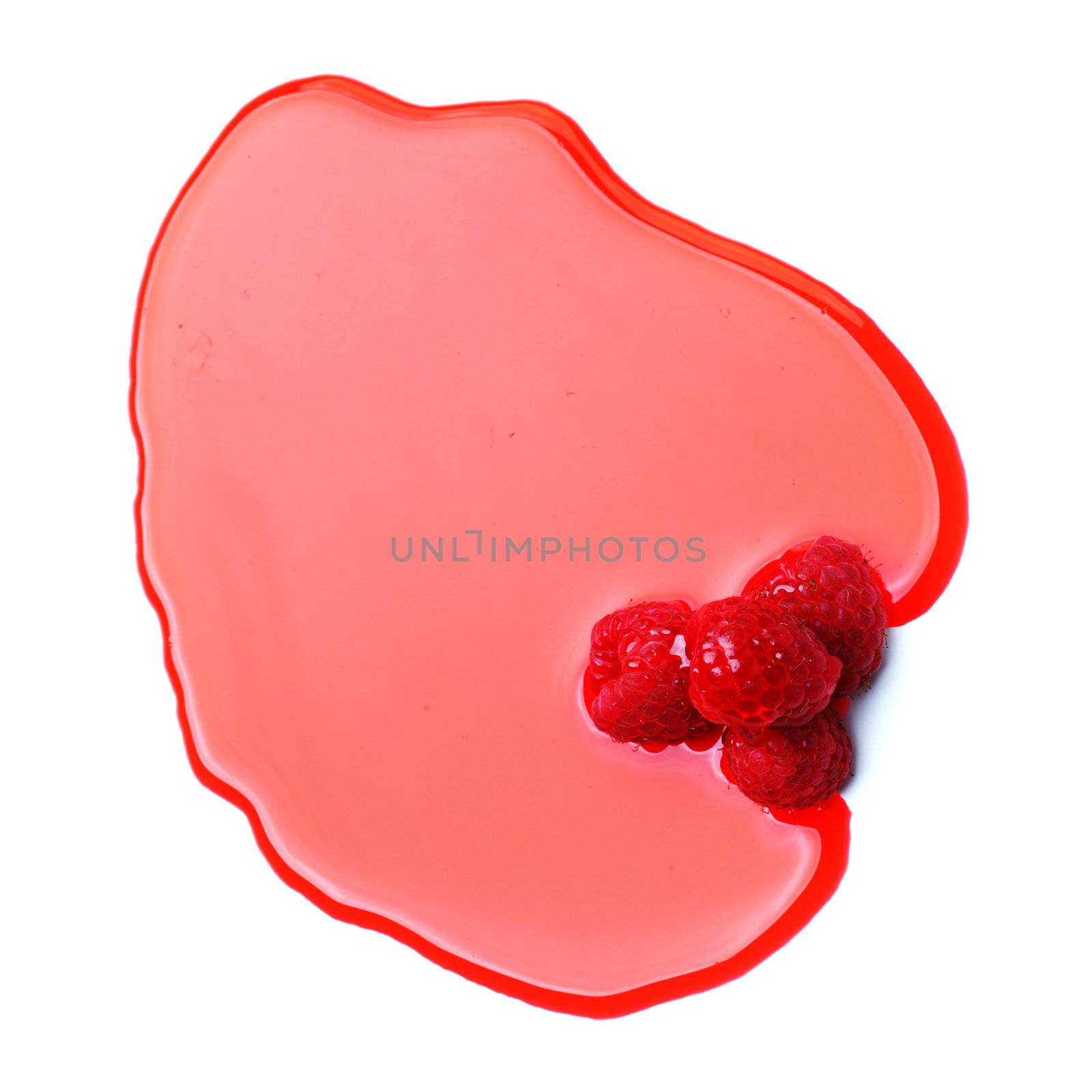 berry mixed pile in syrup isolated on white