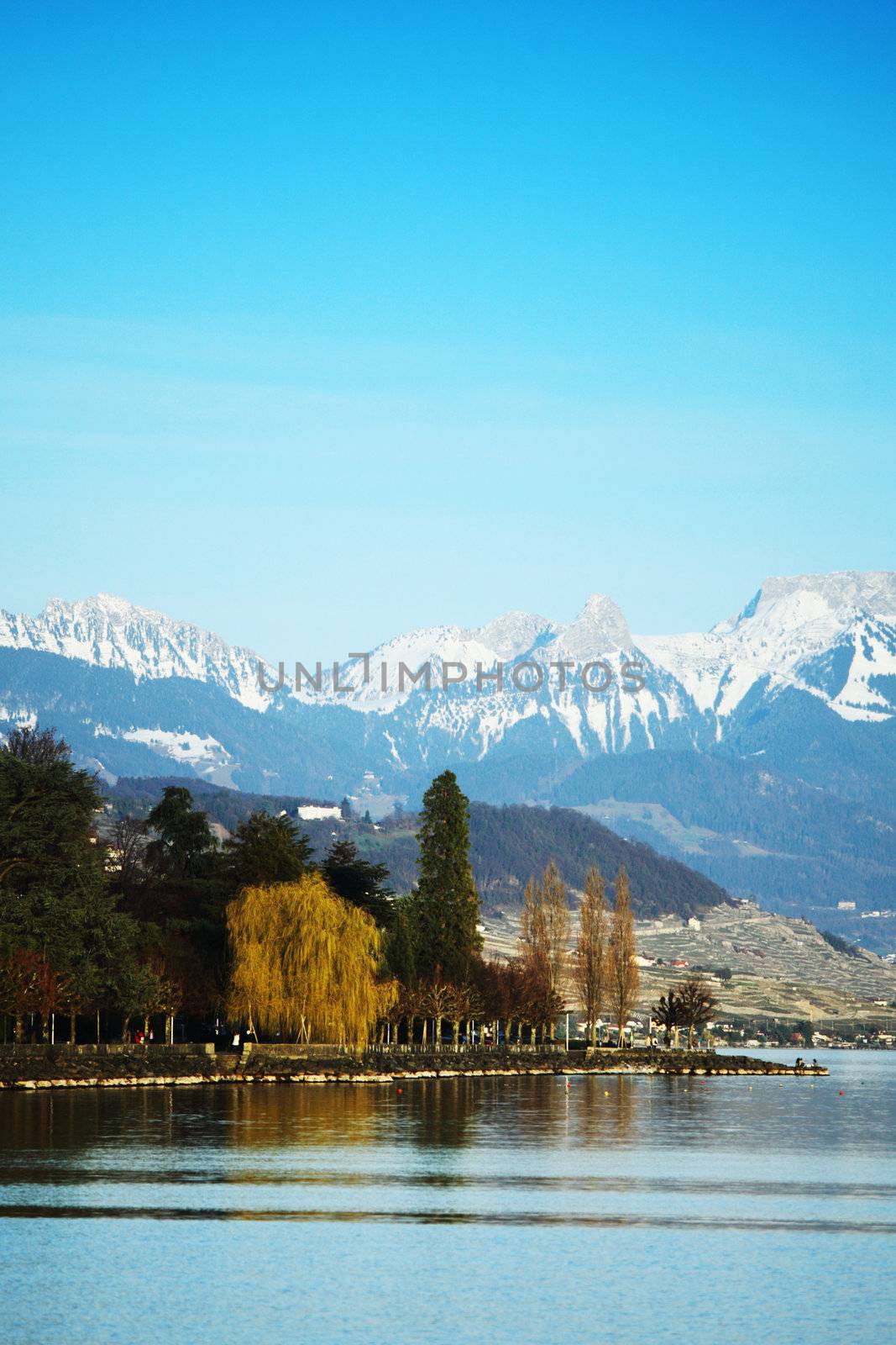 lake geneva landscape on sunrise