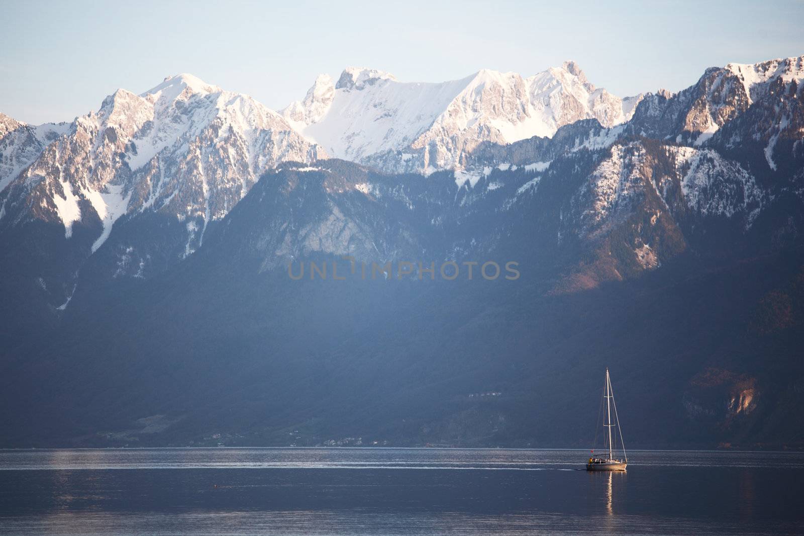 lake geneva landscape on sunrise