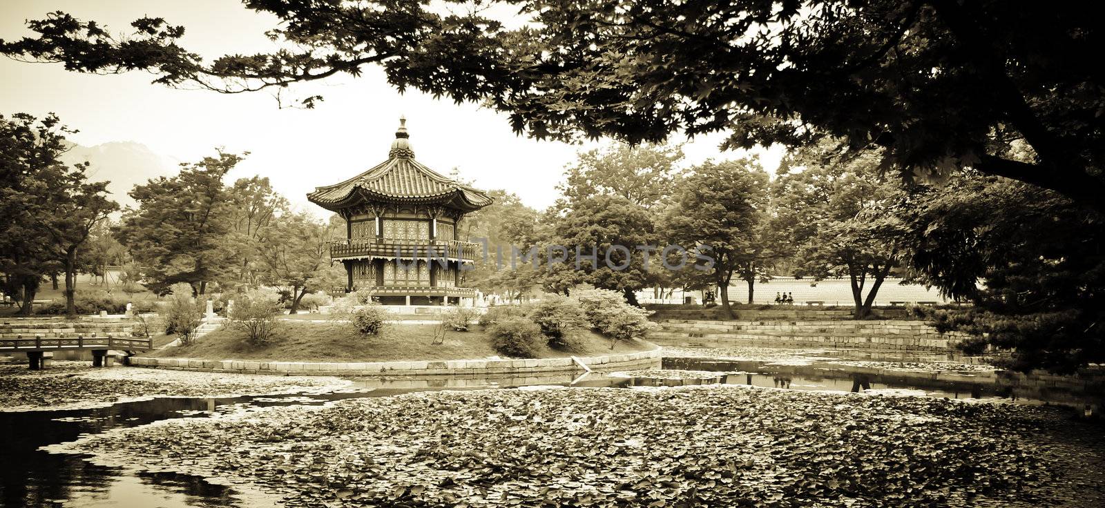 Chinese Architecture in a garden park in Seoul