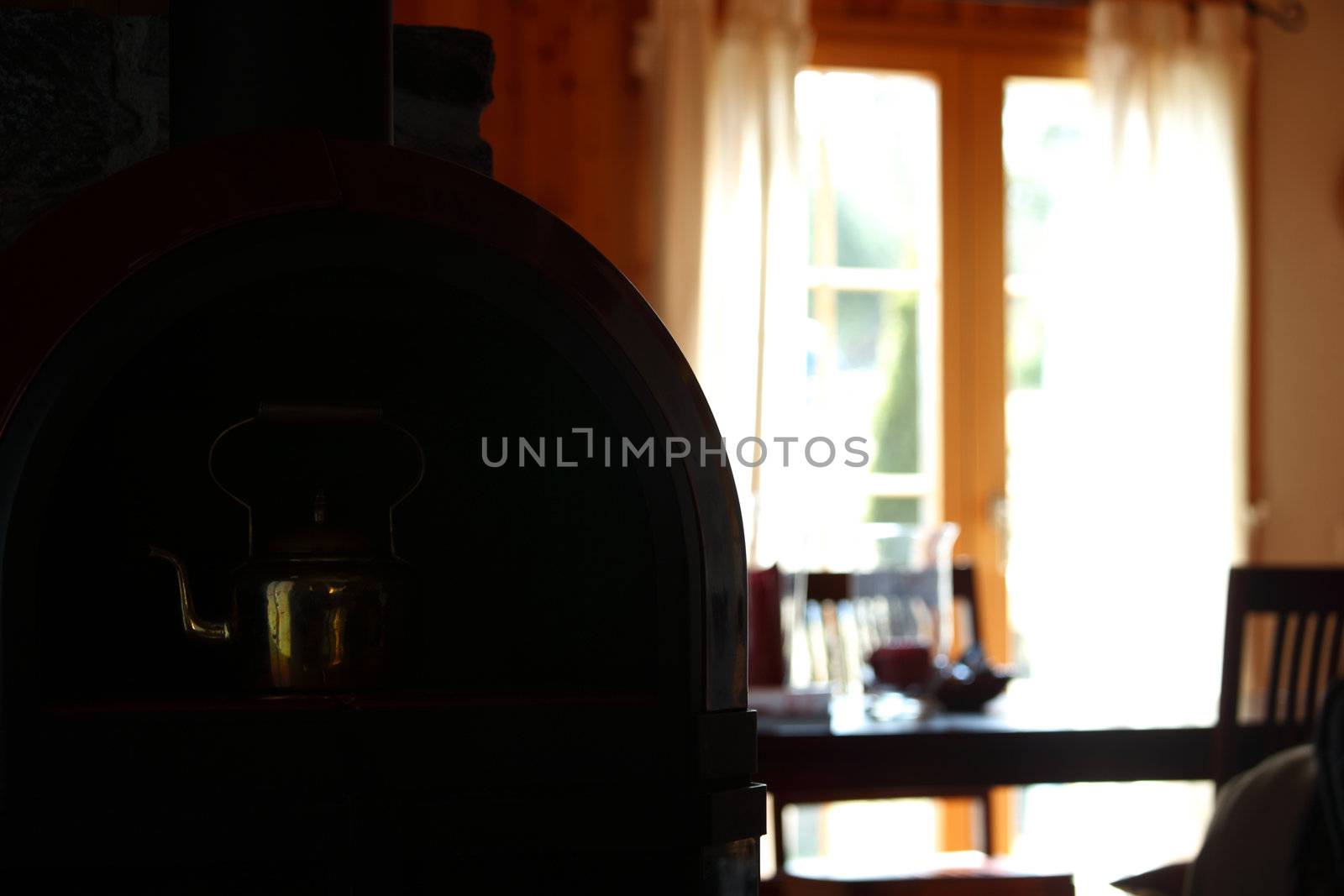 tea in brass pot close up