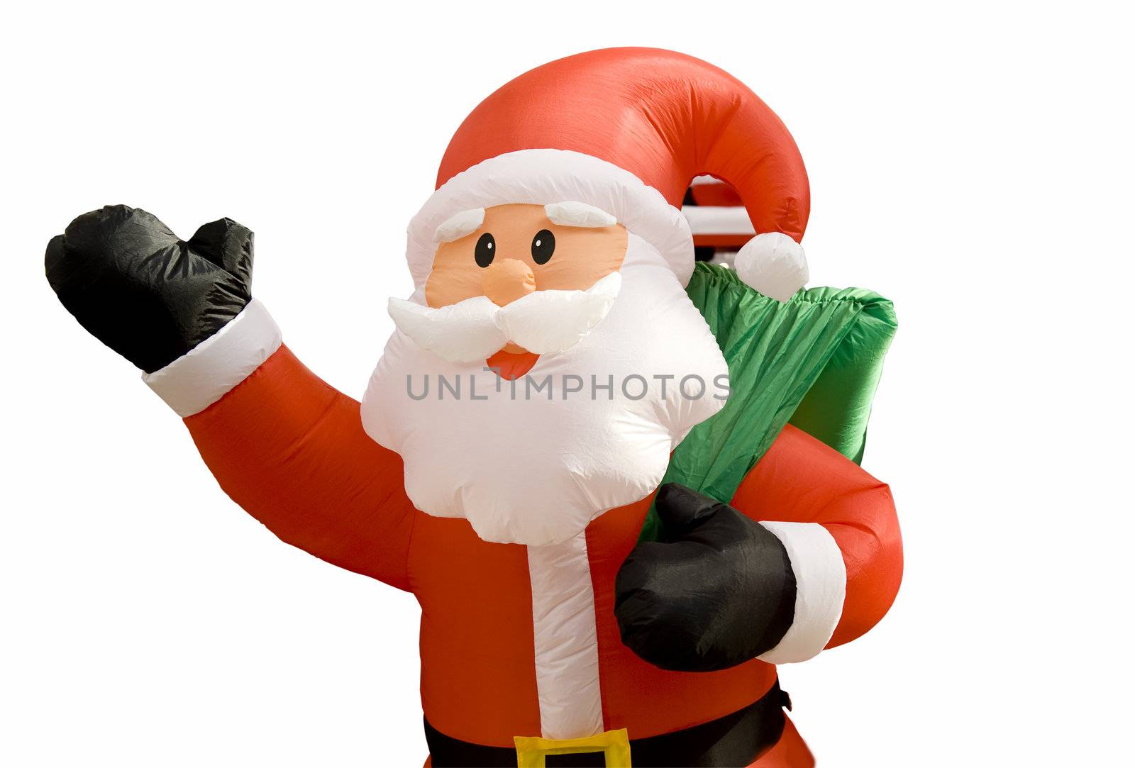 Inflatable doll of Santa Claus isolaited on the white