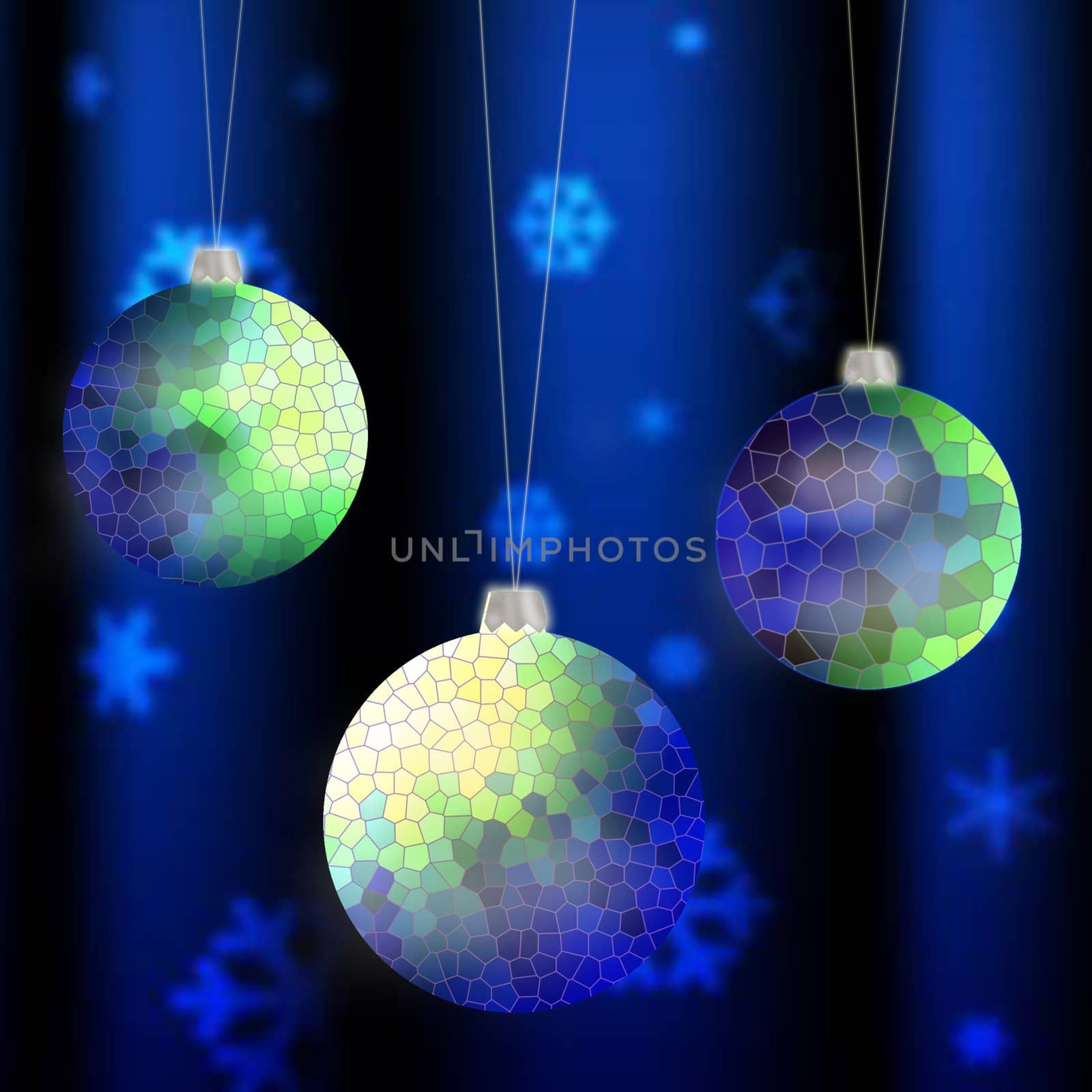 holiday background with blue christmas balls