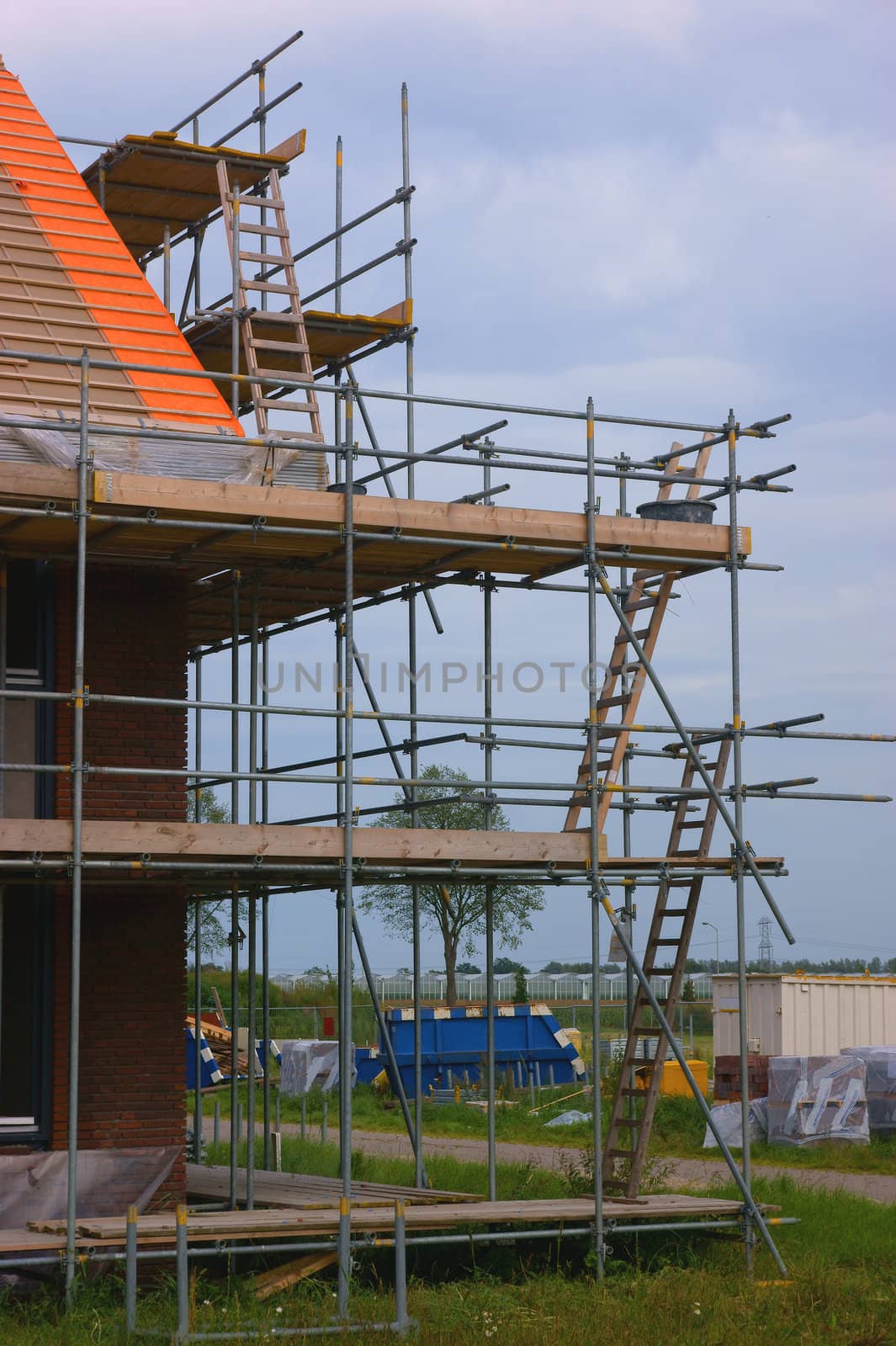 real estate (house) construction detail of wooden ladder