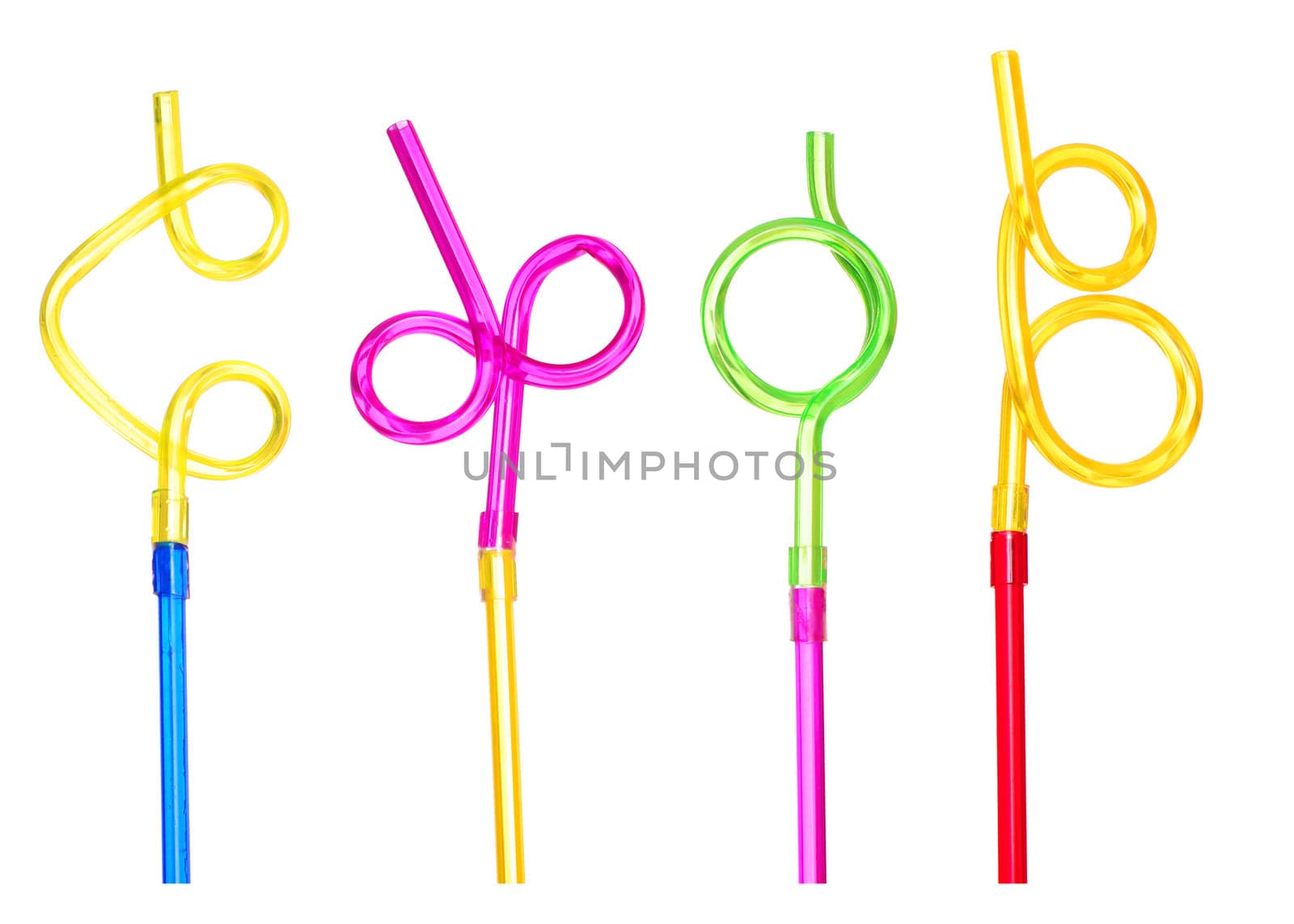 Funny straws, isolated against background