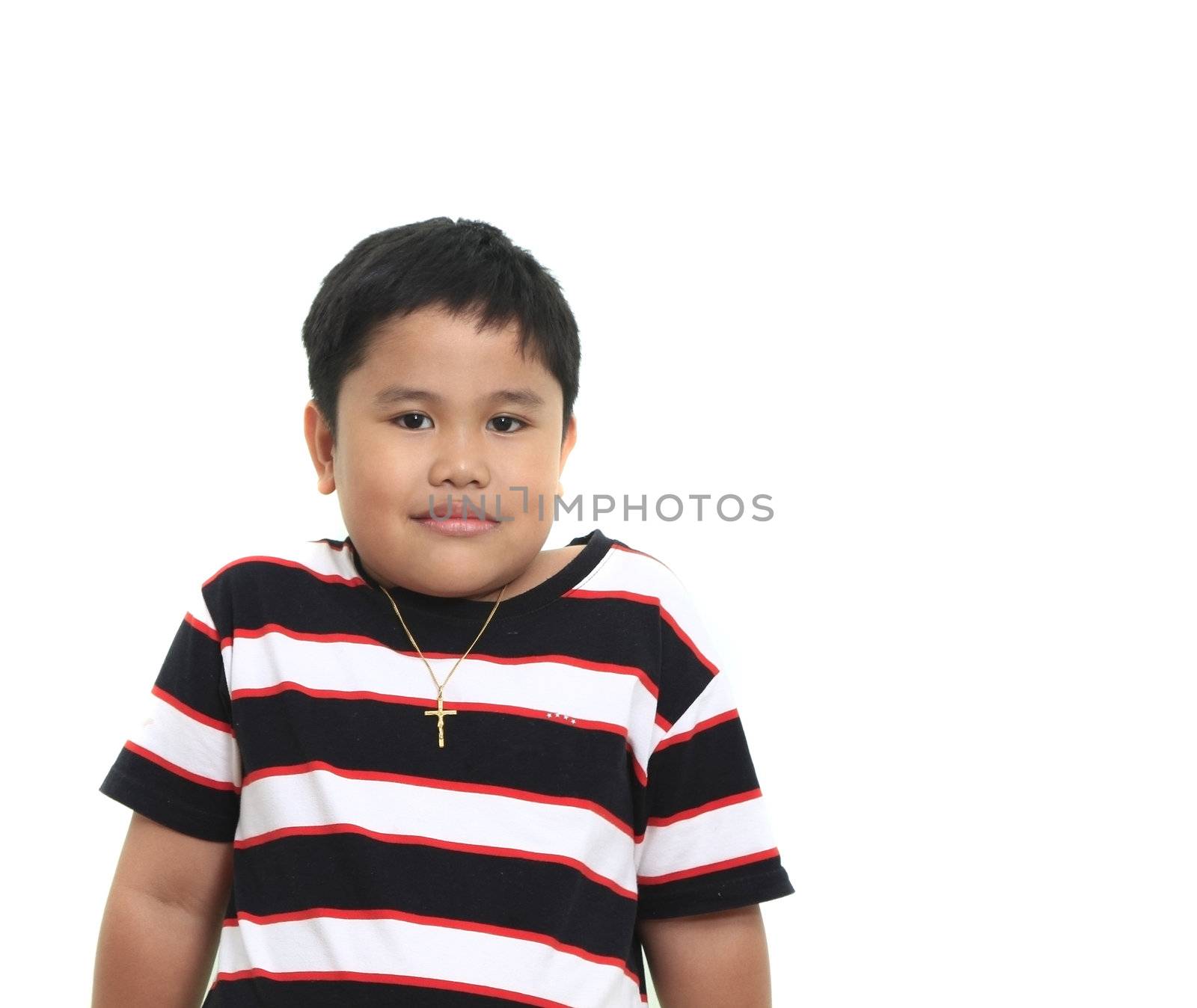 Asian child portrait isolated in white background.