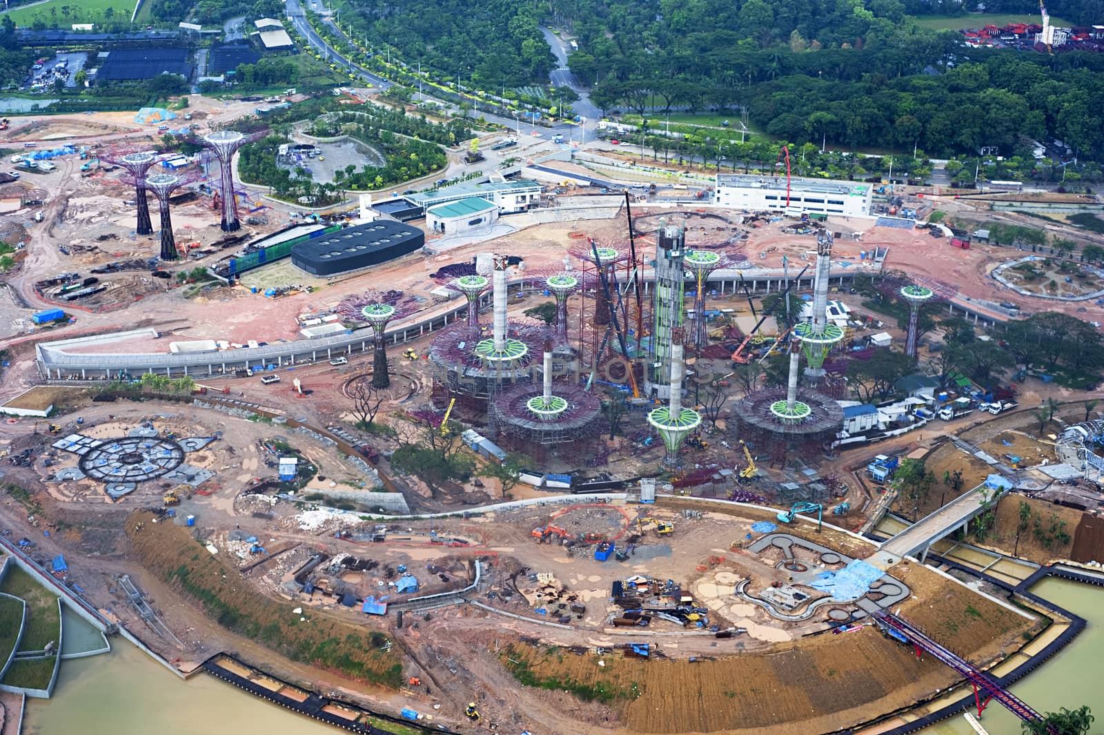 Aerial view on construction site in Singapore