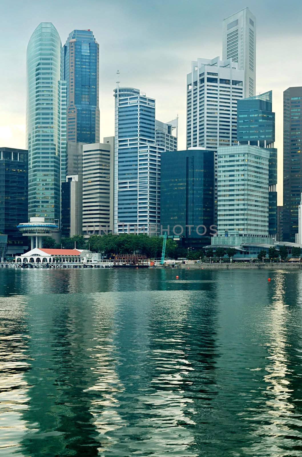 Panorama of Singapore in the beautiful sunset