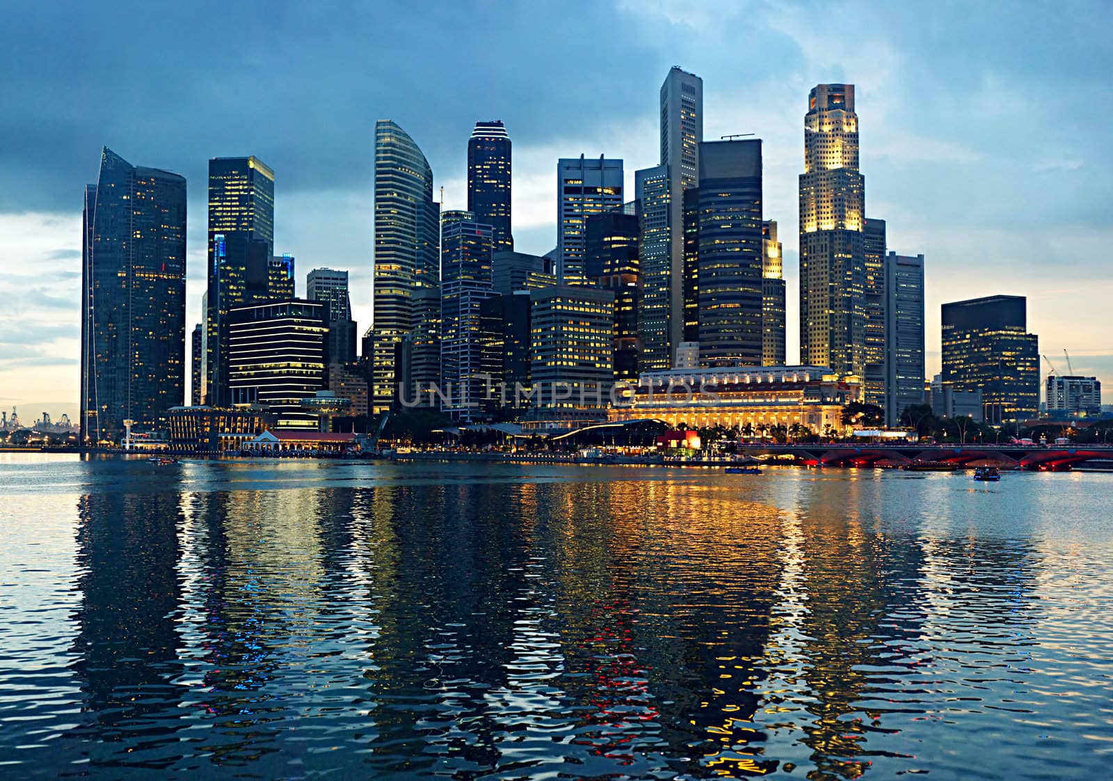 Panorama of Singapore in the beautiful evening