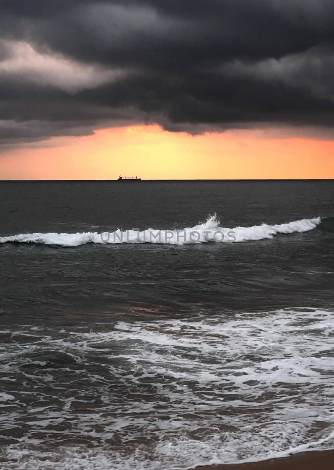 Dramatic sunset in the Indian ocean. Sri Lanka