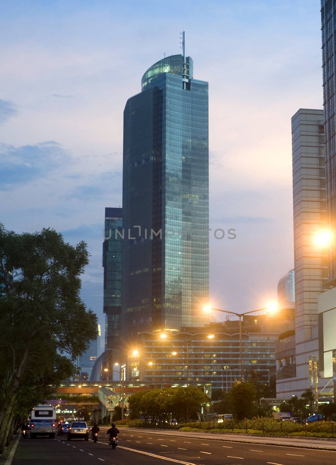 Jakarta Central at beautiful sunset. Indonesia