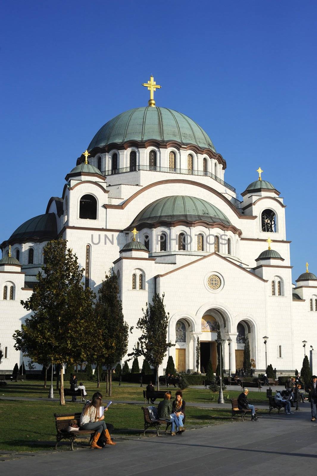 Belgrad, Serbia - October 28, 2011: The Cathedral of Saint Sava or Saint Sava Temple   in  Belgrade. Saint Sava Temple is an Orthodox church, the largest in the Balkans, and one of the 10 largest church buildings in the world