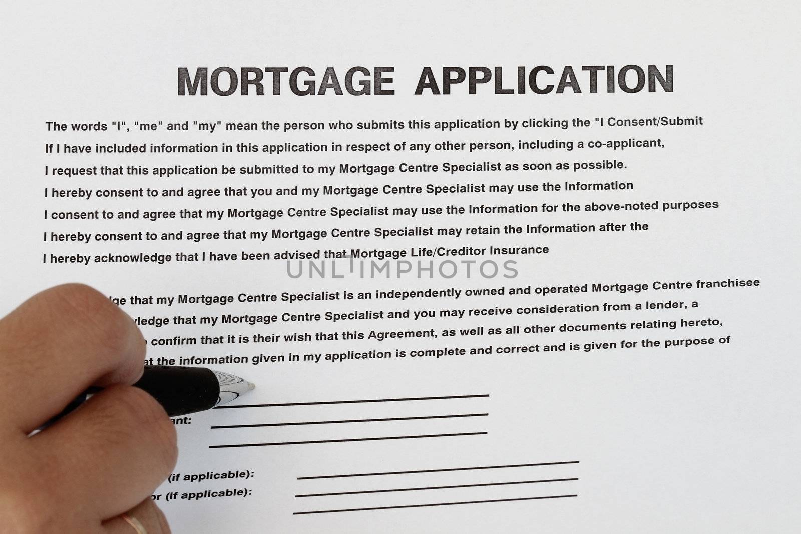 Mortgage application ready to sign - many uses for loan application.