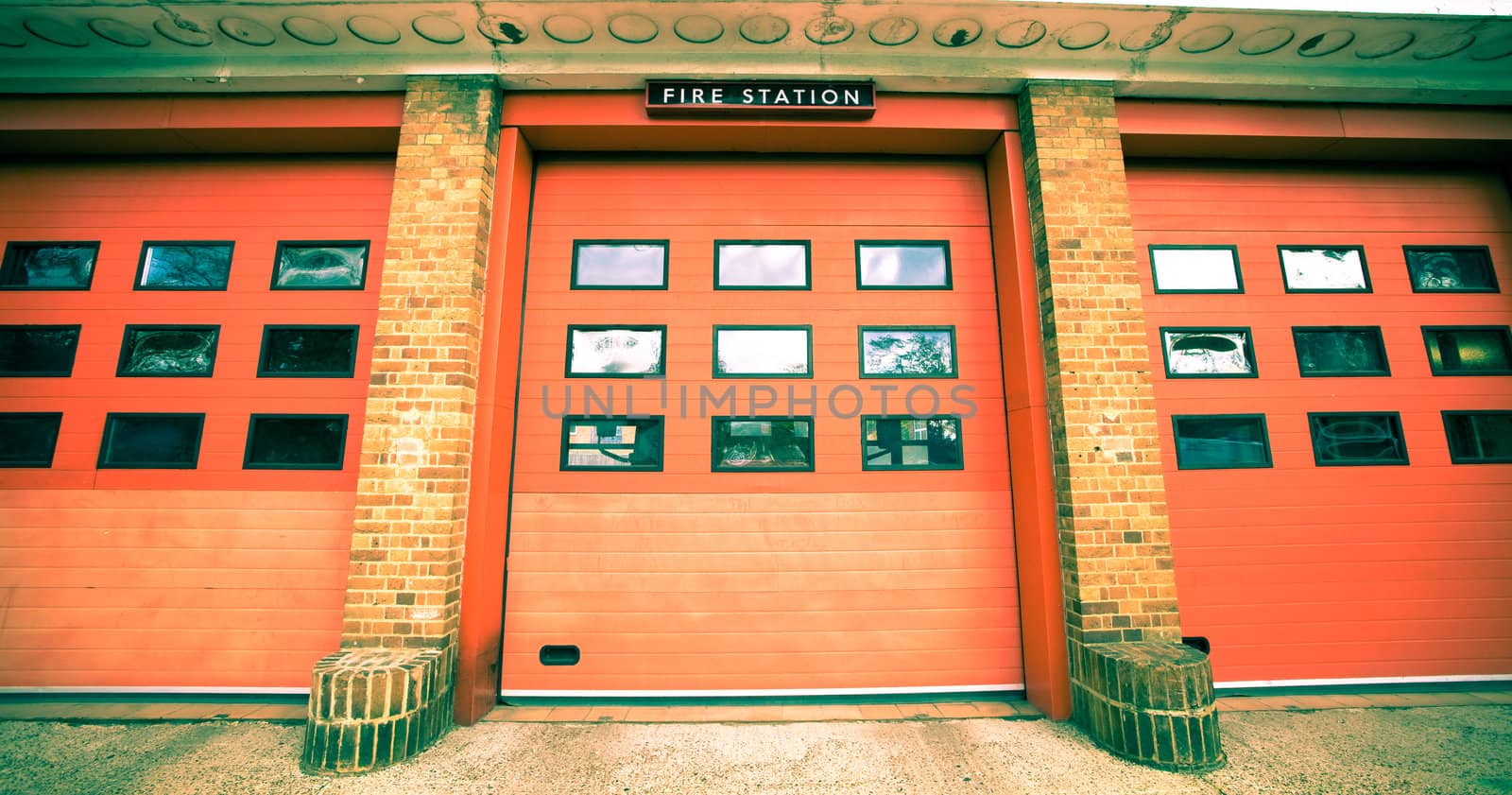 Nice vintage toned image of a fire station in the UK