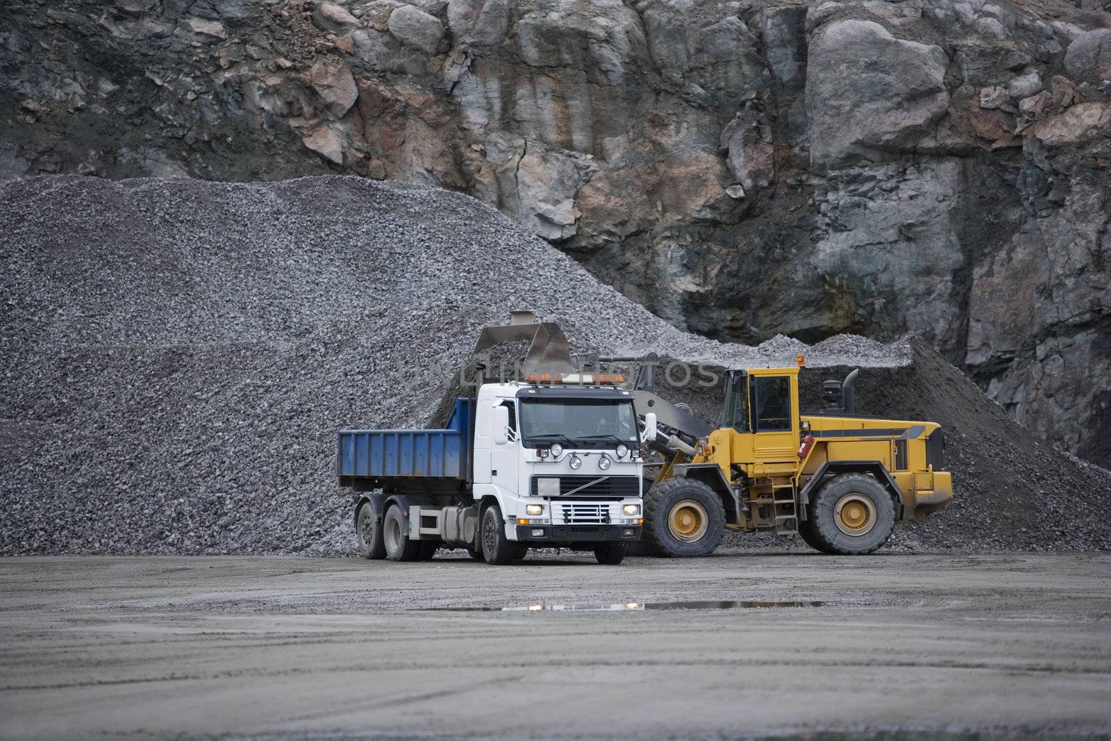 Trucks at a pit mine