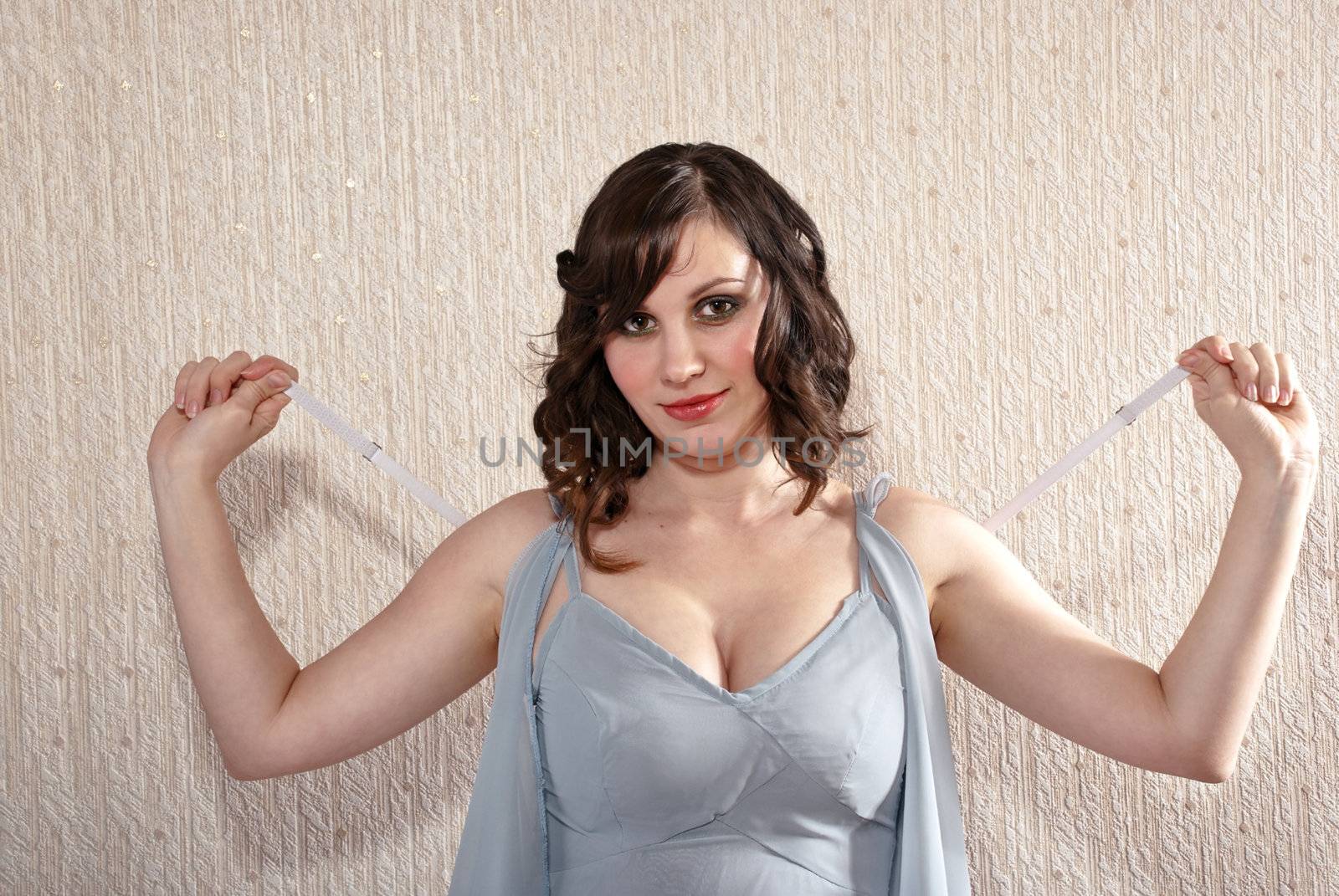 Fashion style photo of a young brunette
