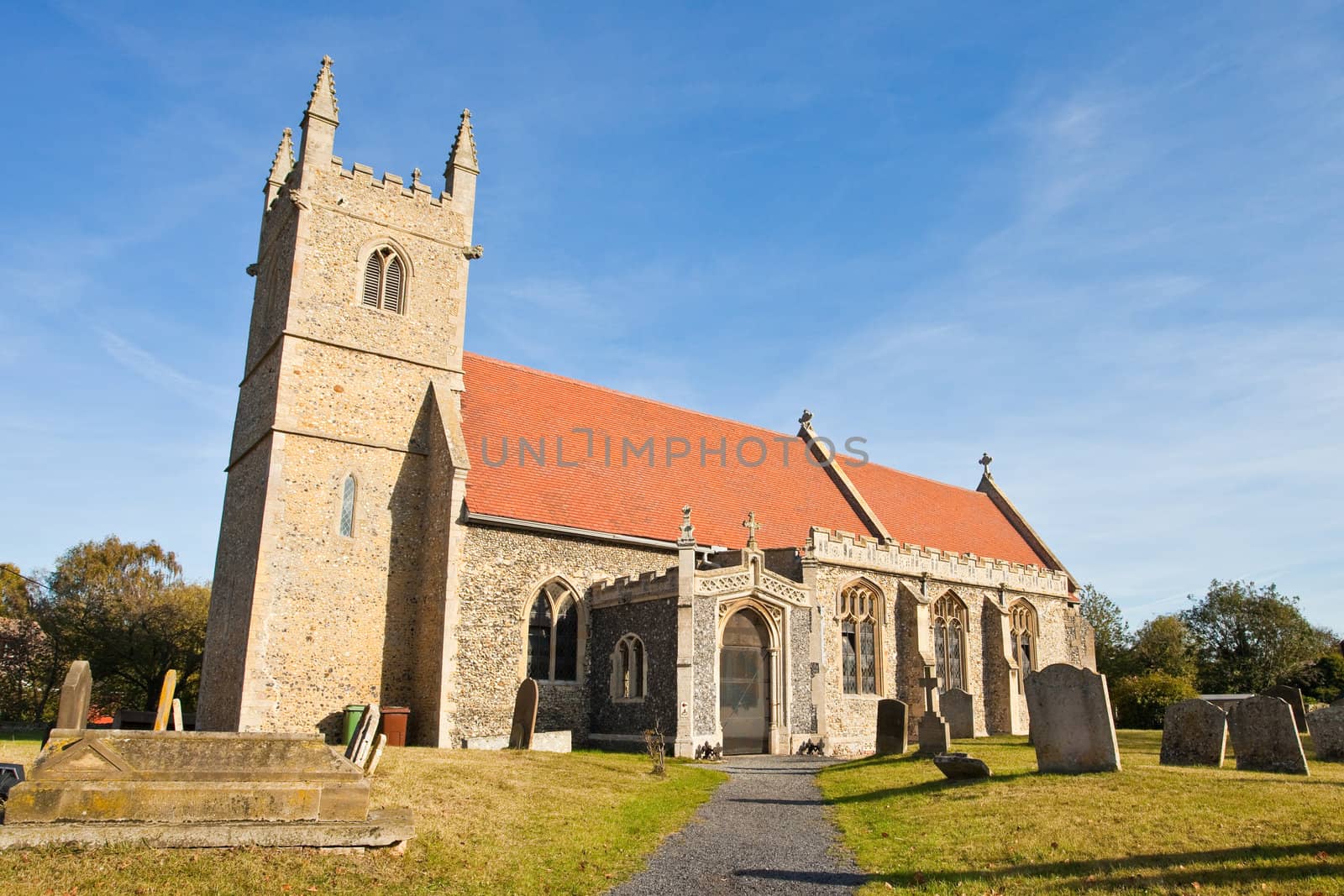 Old church in Fornham All Saints, a small village in Suffolk, England