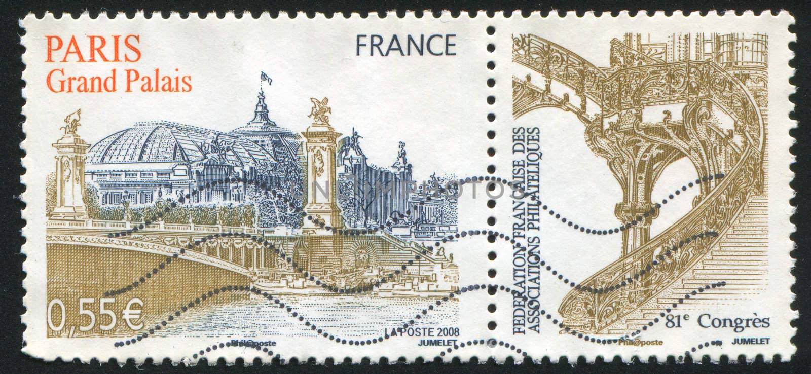 FRANCE - CIRCA 2008: stamp printed by France, shows Grand Palais - Paris, circa 2008
