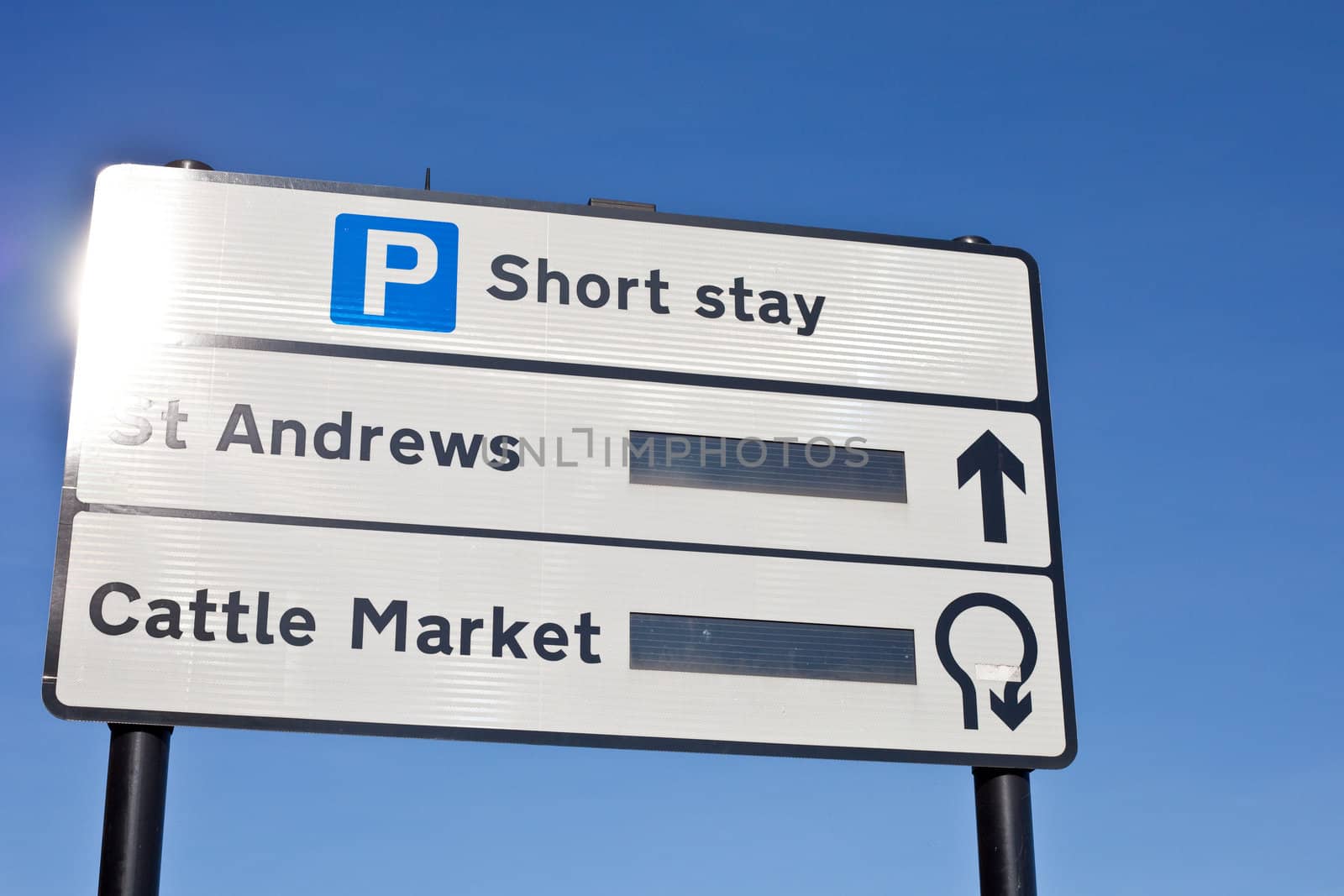 Car park signs in a UK town