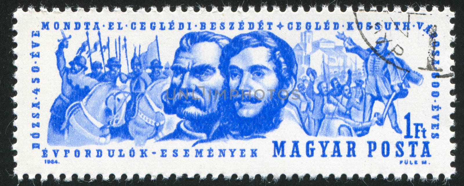 HUNGARY - CIRCA 1964: stamp printed by Hungary, shows Lajos Kossuth and Gyorgy Dozsa, circa 1964