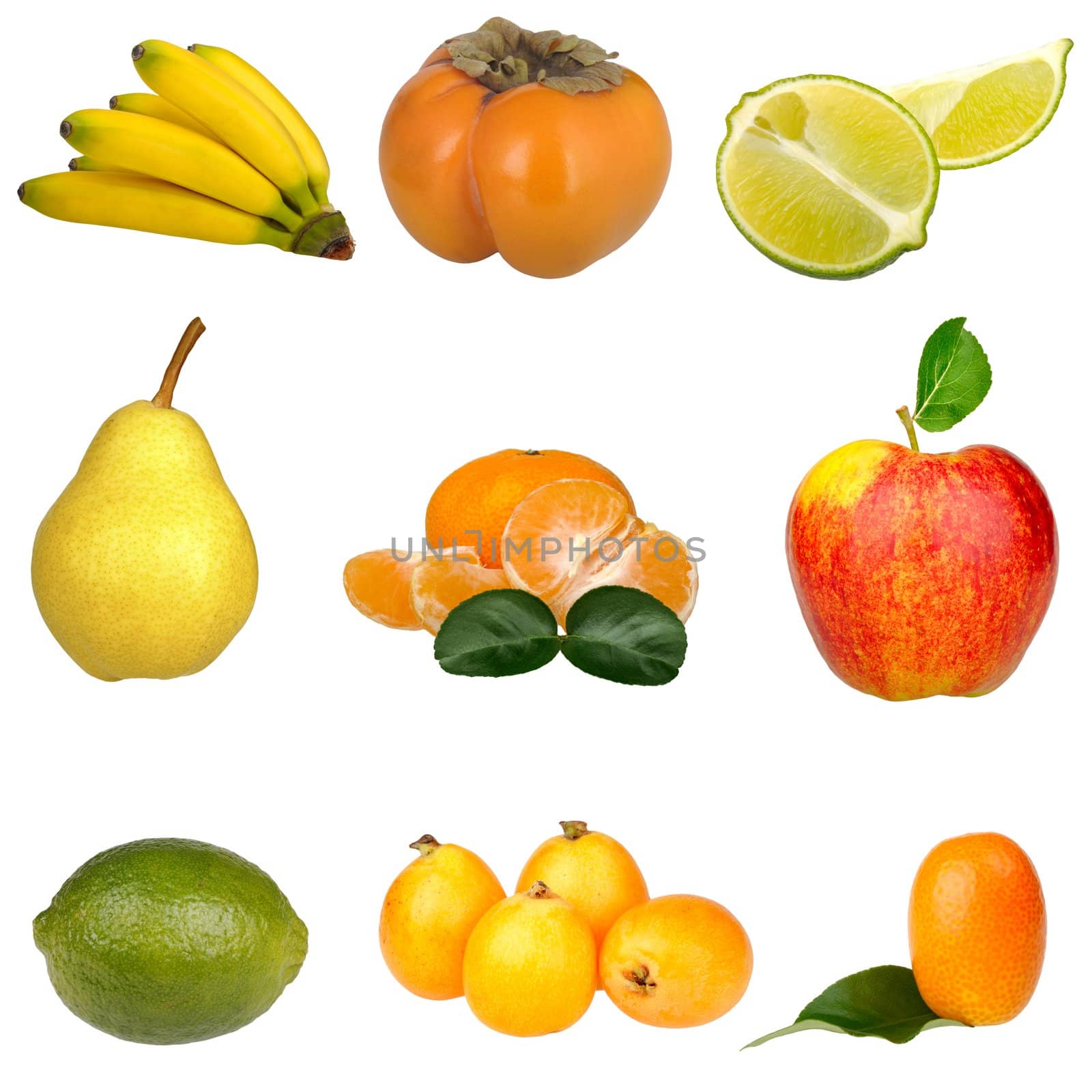 fruit set isolated on a white background