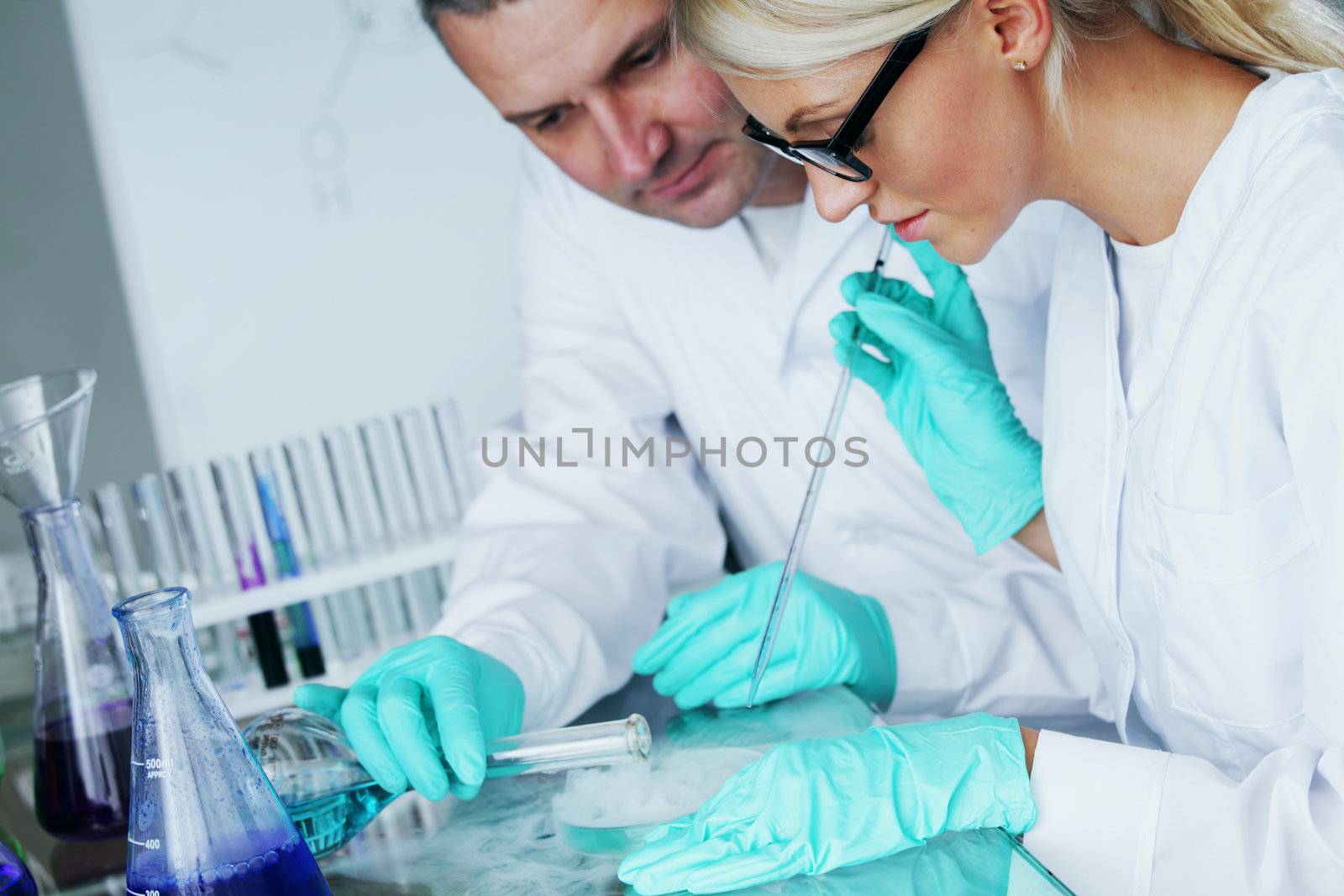 Chemistry Scientist conducting experiments in laboratory