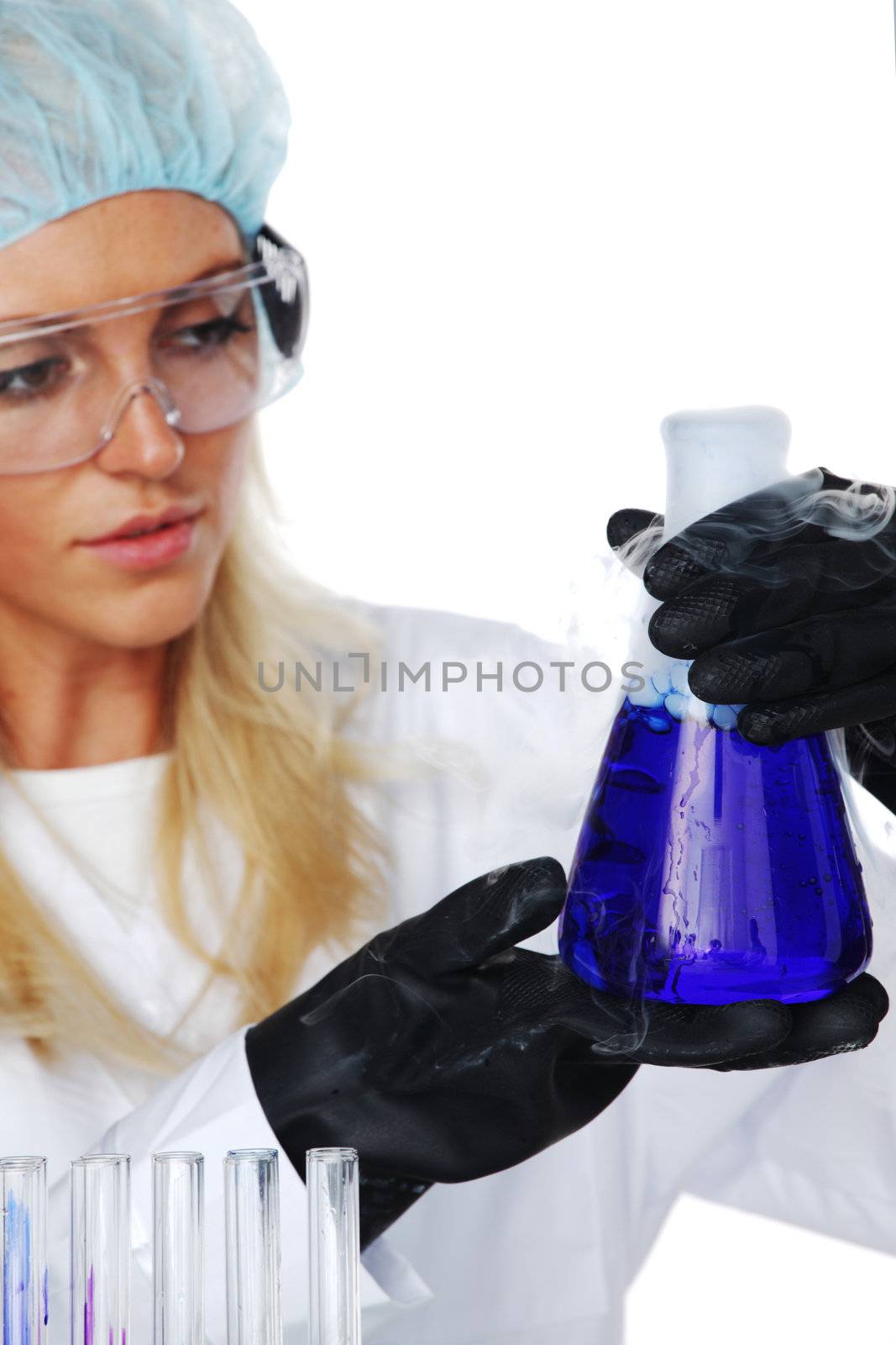 Woman  conducting a chemical experiment