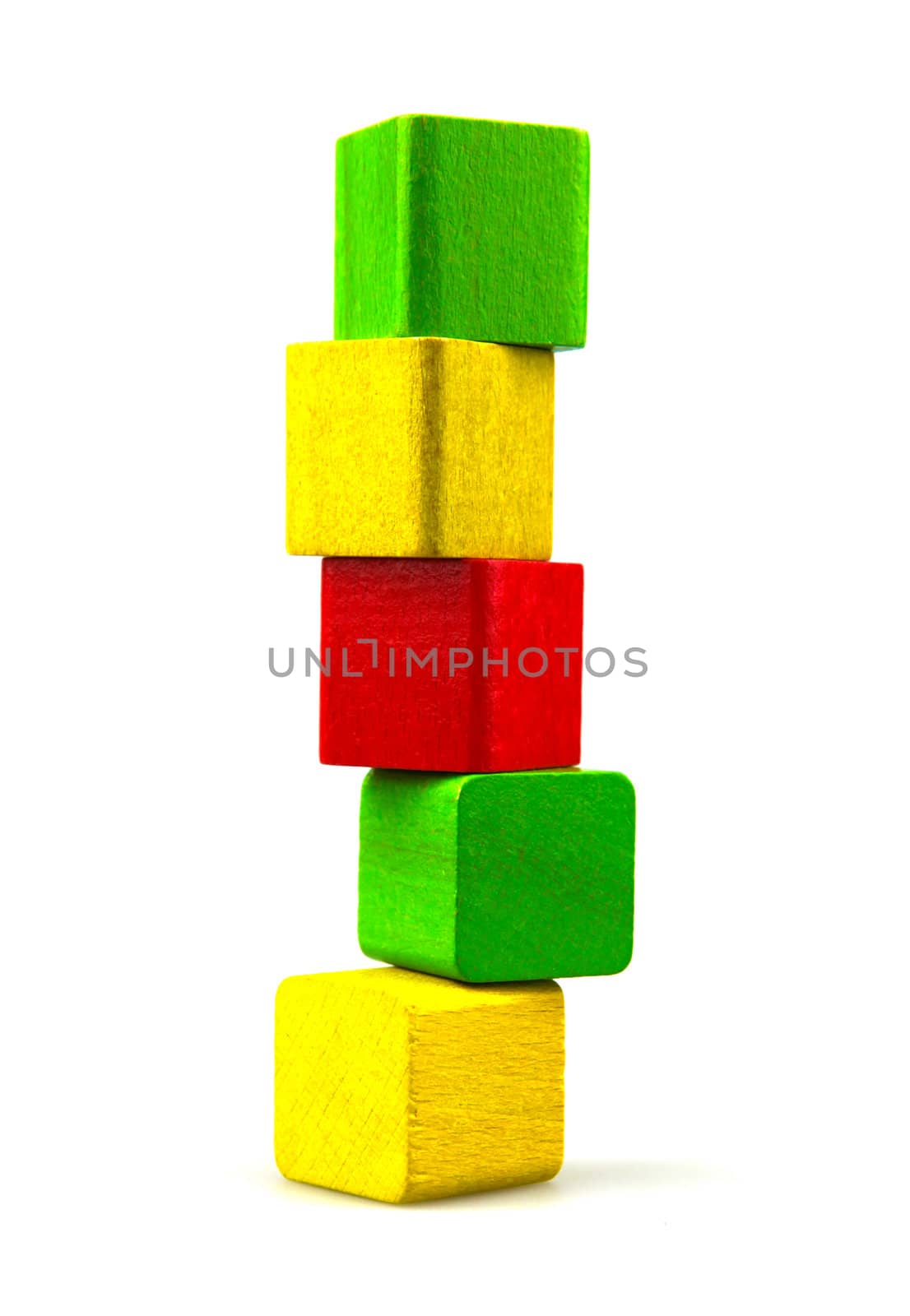 Wooden building blocks isolated on white background