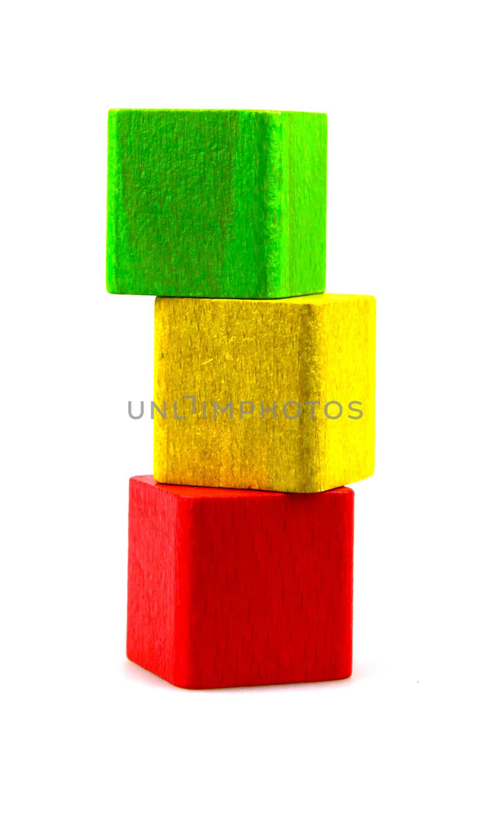 Wooden building blocks isolated on white background