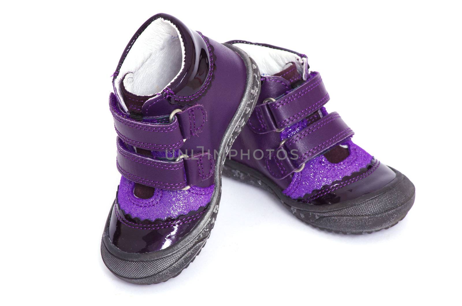 shoes for little girl over white background