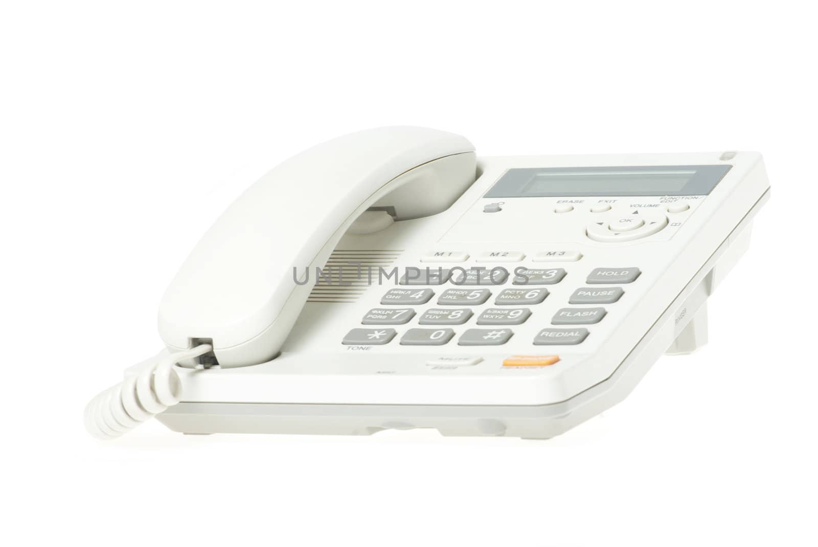 white office telephone on a white  background