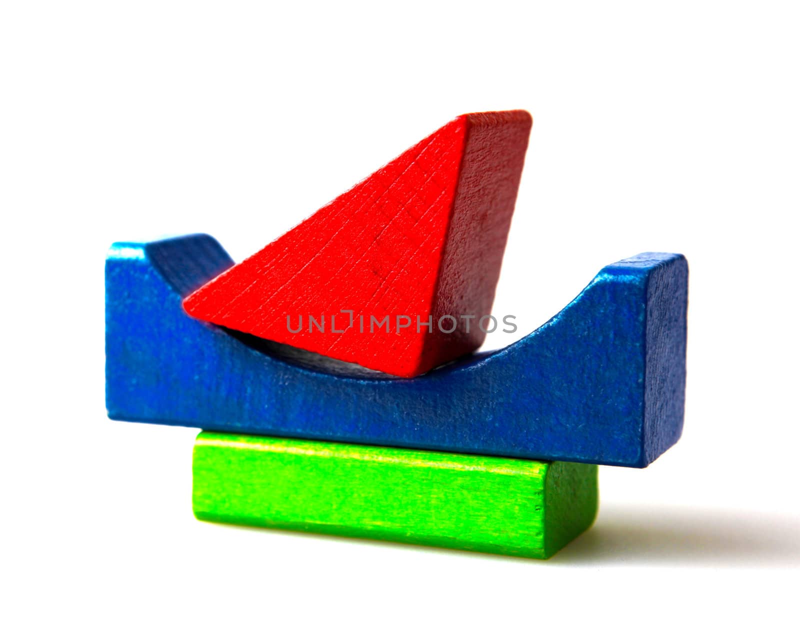 Wooden building blocks isolated on white background