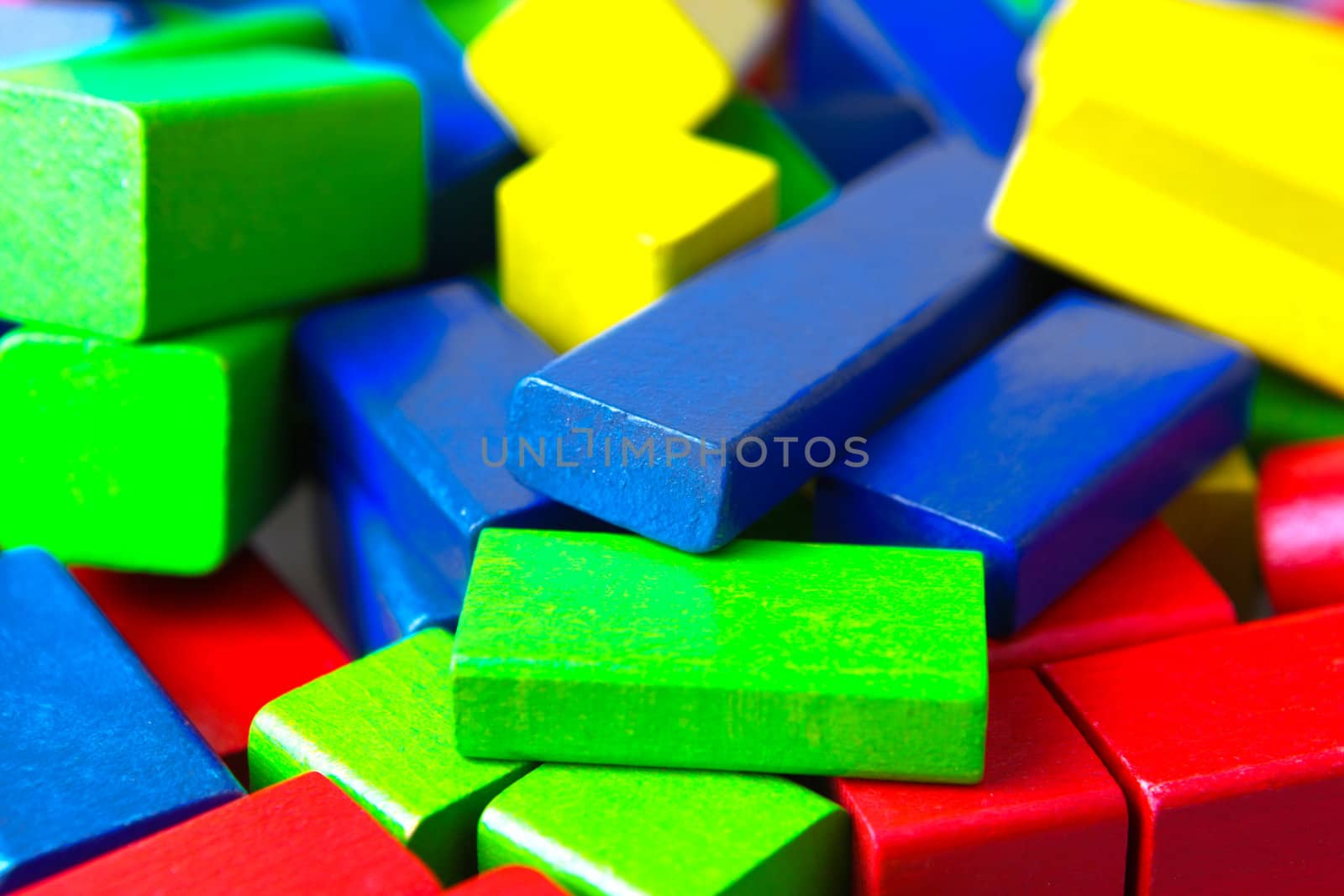 Wooden building blocks isolated on white background