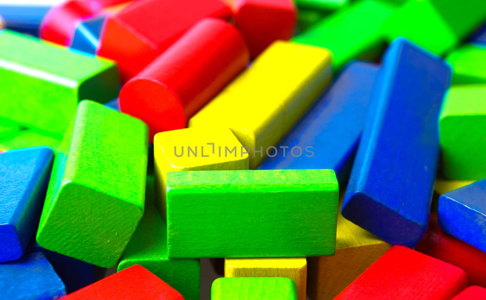 Wooden building blocks isolated on white background
