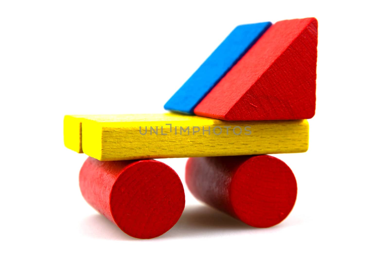 Wooden building blocks isolated on white background
