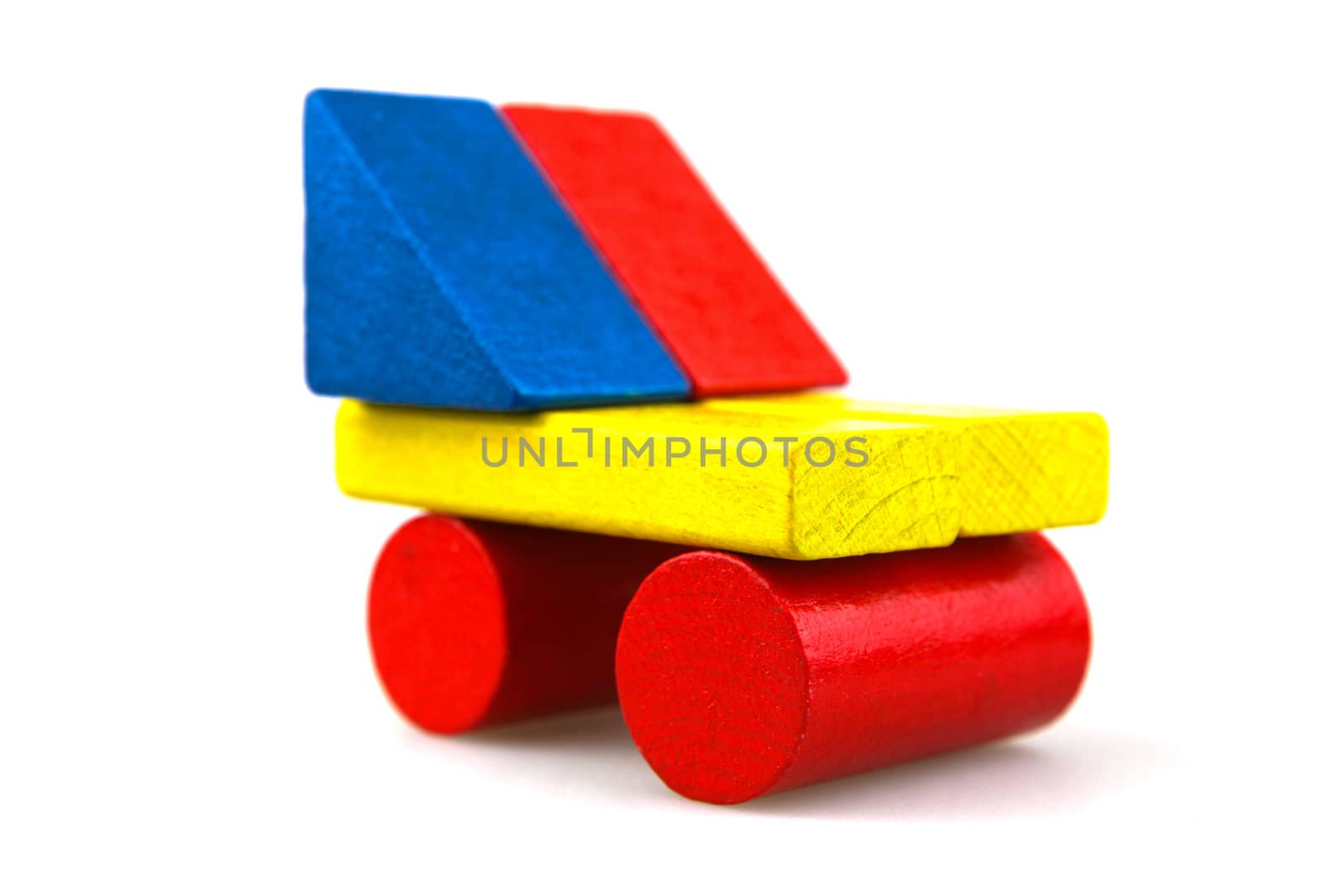 Wooden building blocks isolated on white background