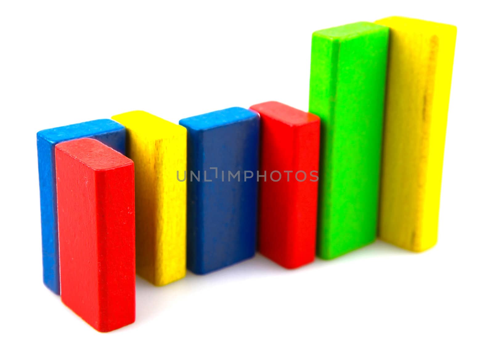 Wooden building blocks isolated on white background