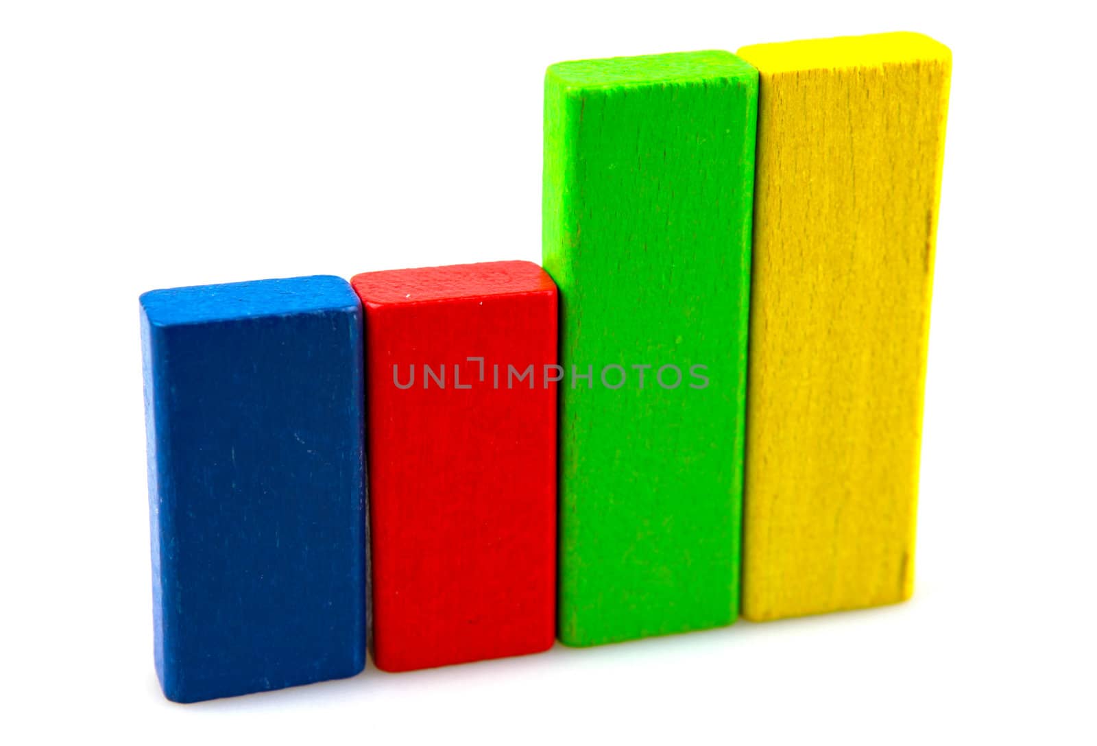 Wooden building blocks isolated on white background
