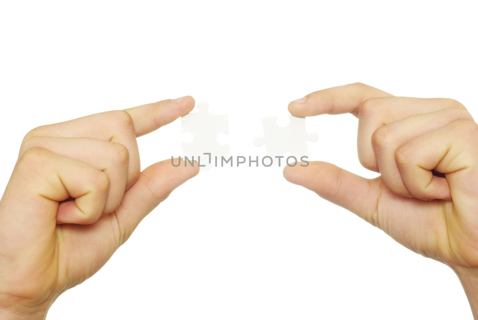  puzzle in hand isolated on white background