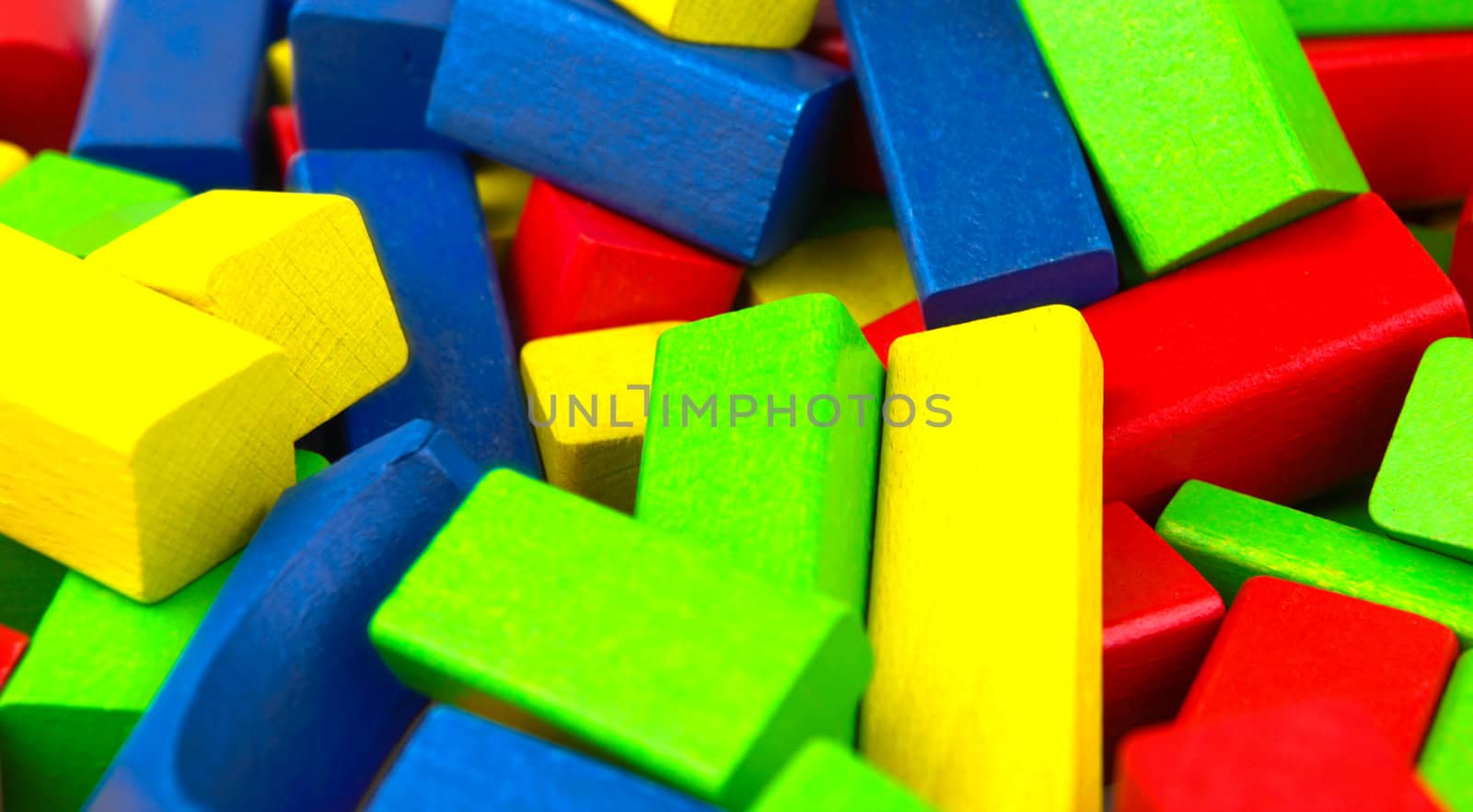 Wooden building blocks isolated on white background