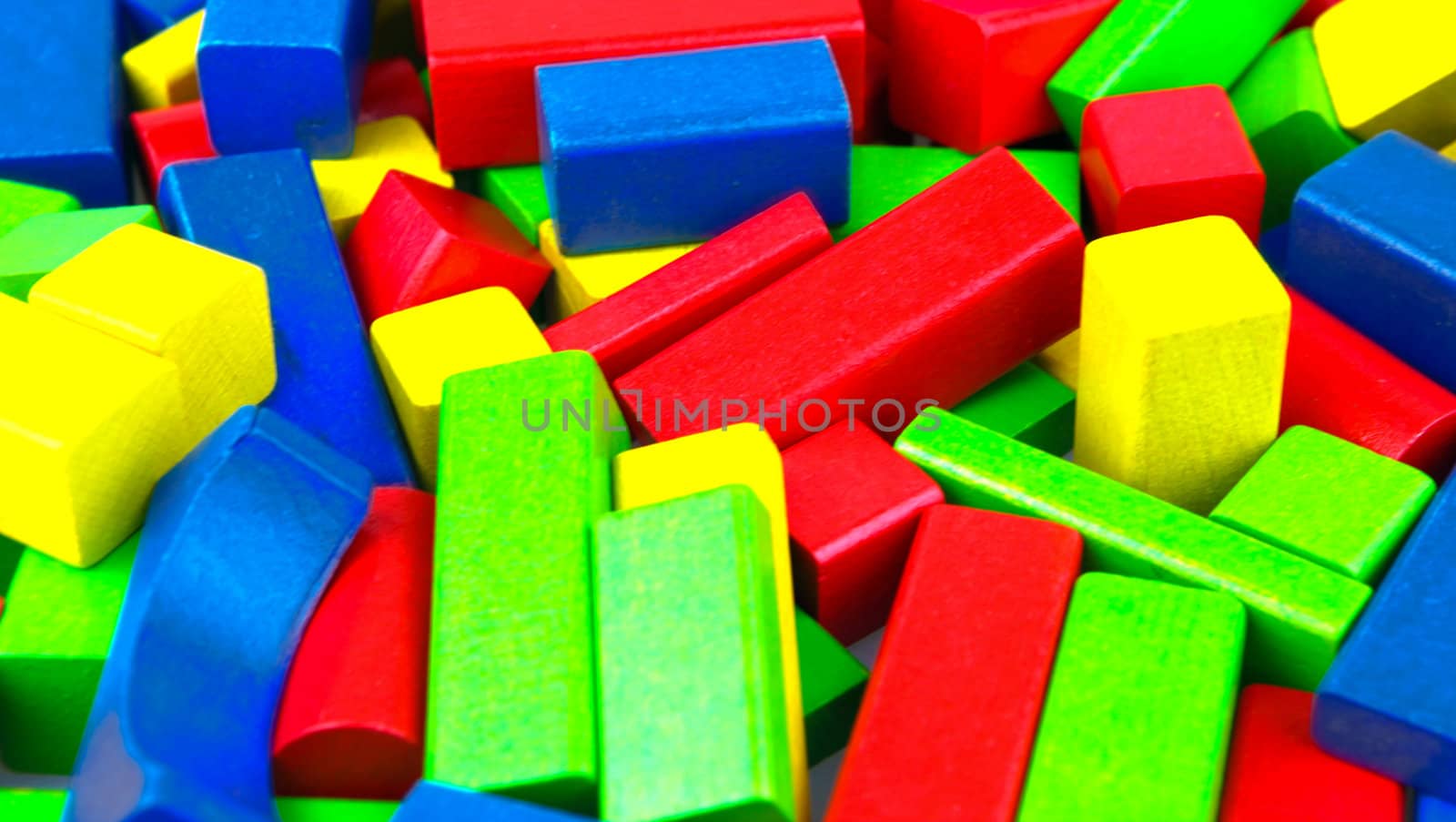 Wooden building blocks isolated on white background
