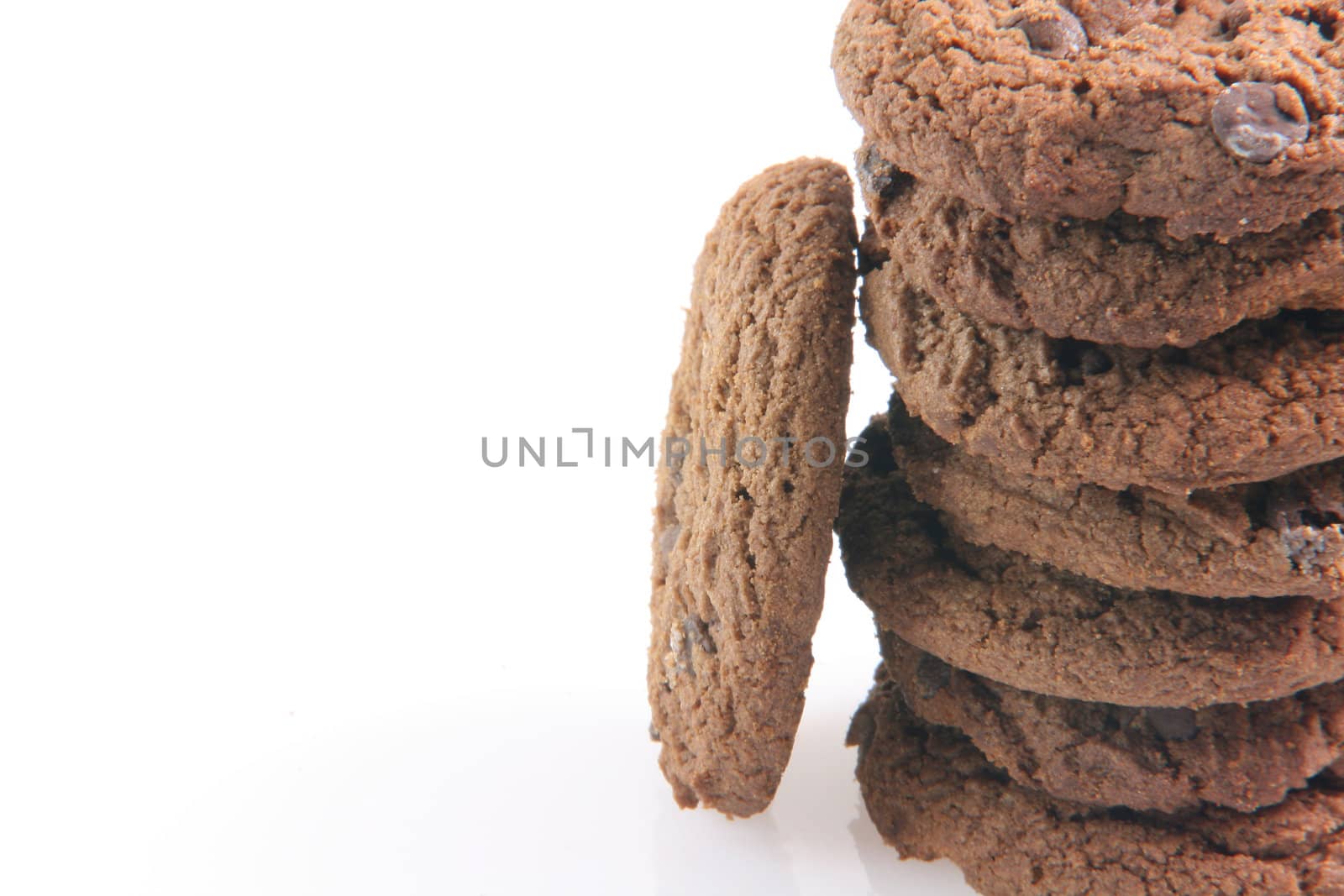 chocolate biscuits cookies isolated on white background food bakery concepts with copy space