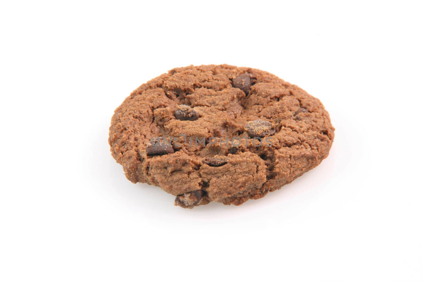 one chocolate biscuits cookies isolated on white background food bakery concepts prespective